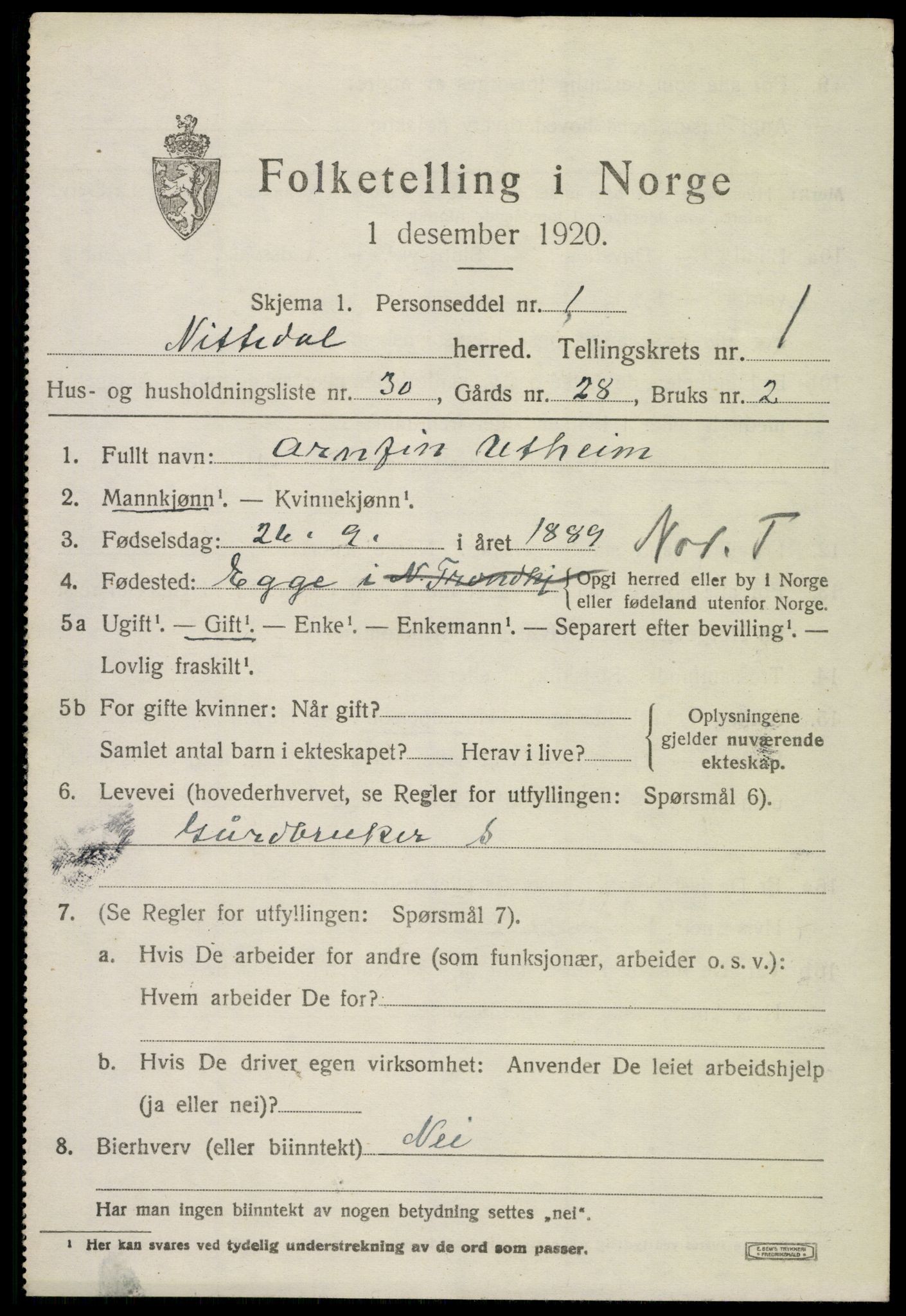 SAO, 1920 census for Nittedal, 1920, p. 1528