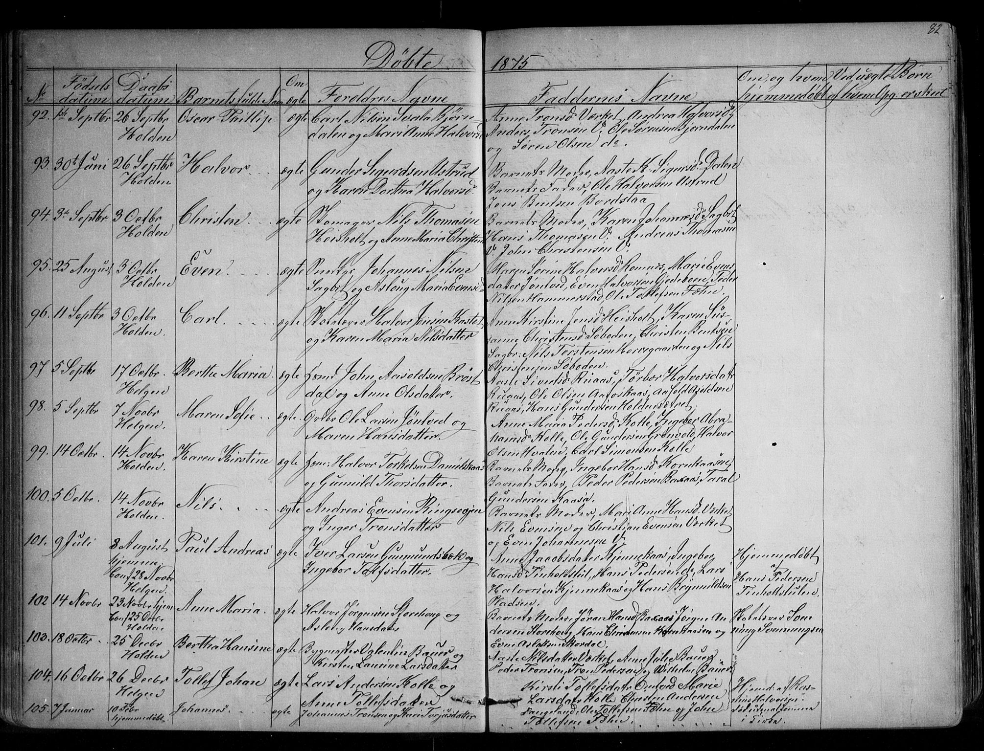 Holla kirkebøker, AV/SAKO-A-272/G/Ga/L0004: Parish register (copy) no. I 4, 1867-1890, p. 82