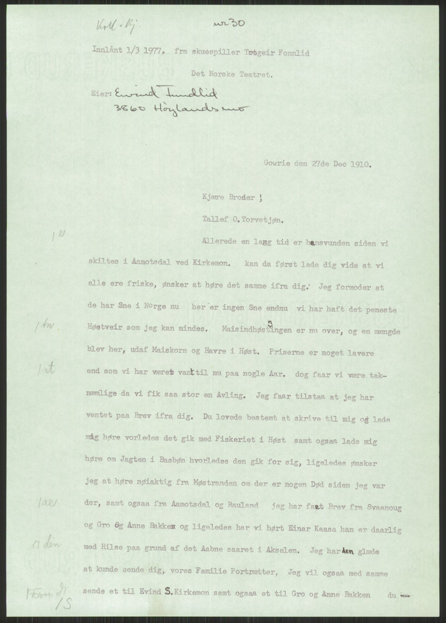 Samlinger til kildeutgivelse, Amerikabrevene, AV/RA-EA-4057/F/L0023: Innlån fra Telemark: Fonnlid, 1838-1914, p. 227