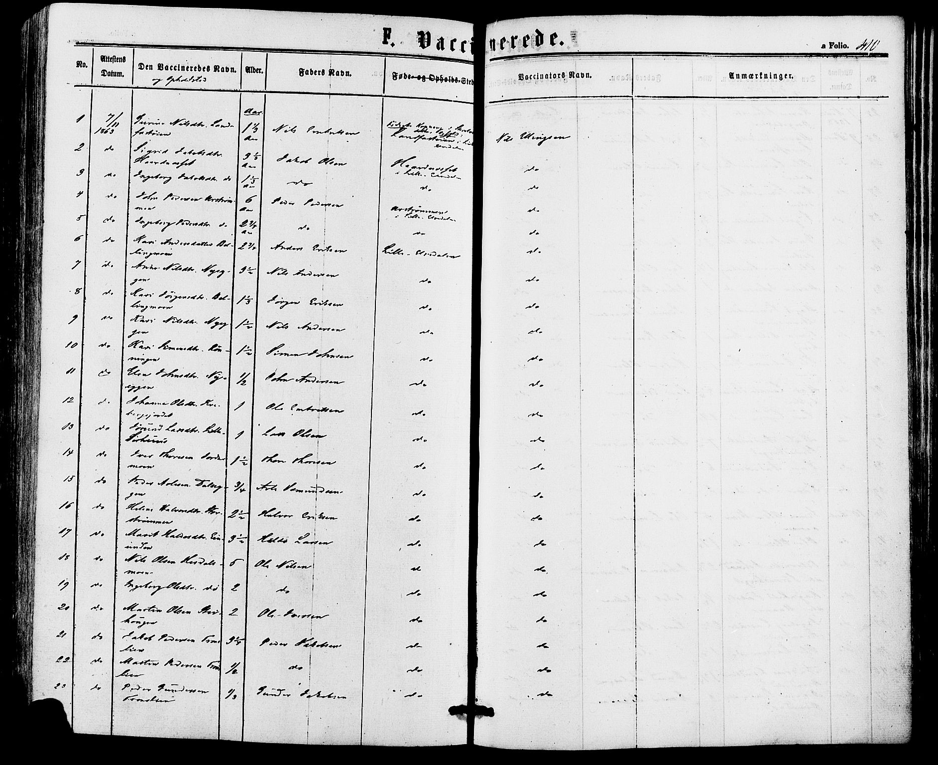 Alvdal prestekontor, SAH/PREST-060/H/Ha/Haa/L0001: Parish register (official) no. 1, 1863-1882, p. 410