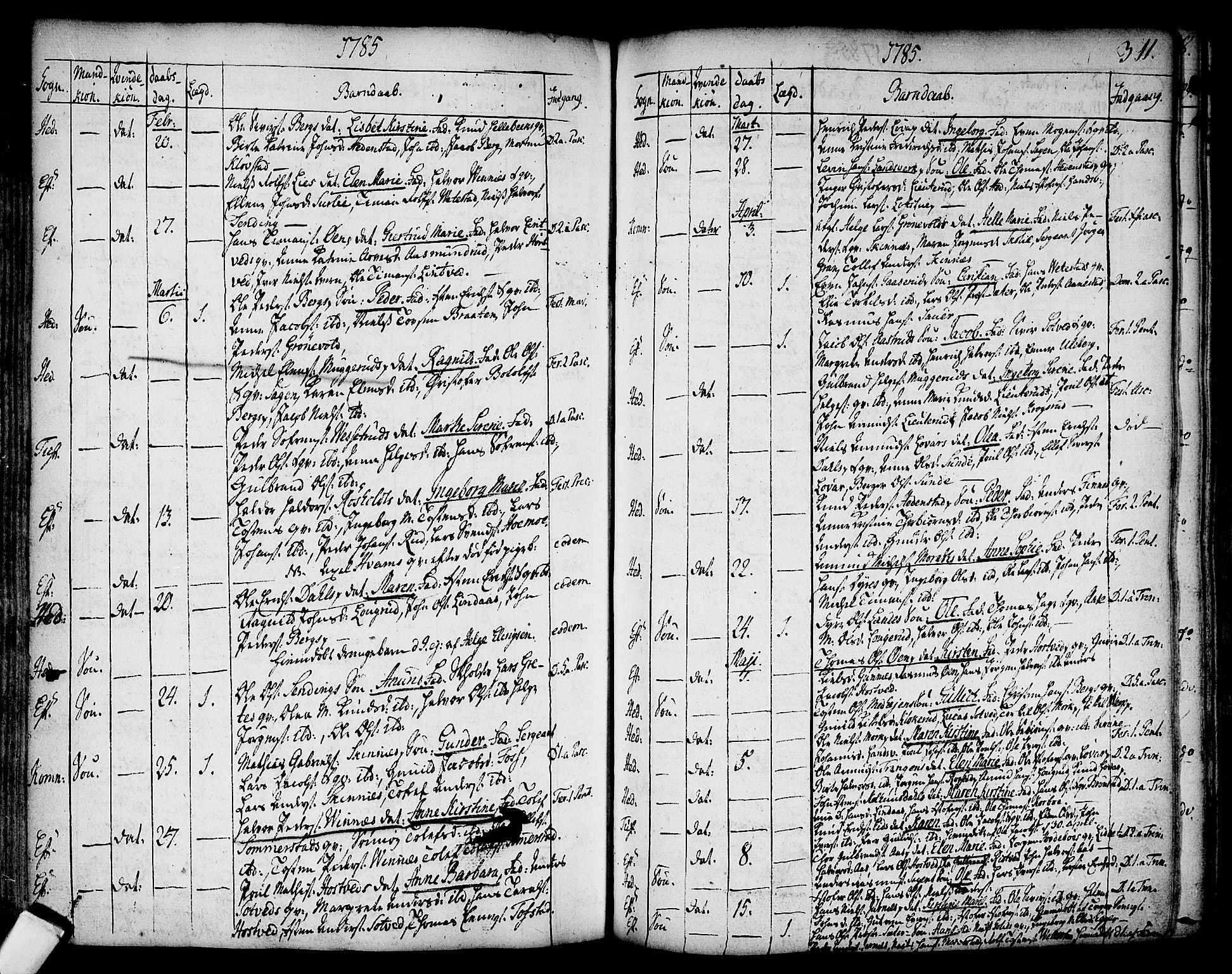 Sandsvær kirkebøker, AV/SAKO-A-244/F/Fa/L0002a: Parish register (official) no. I 2, 1725-1809, p. 311