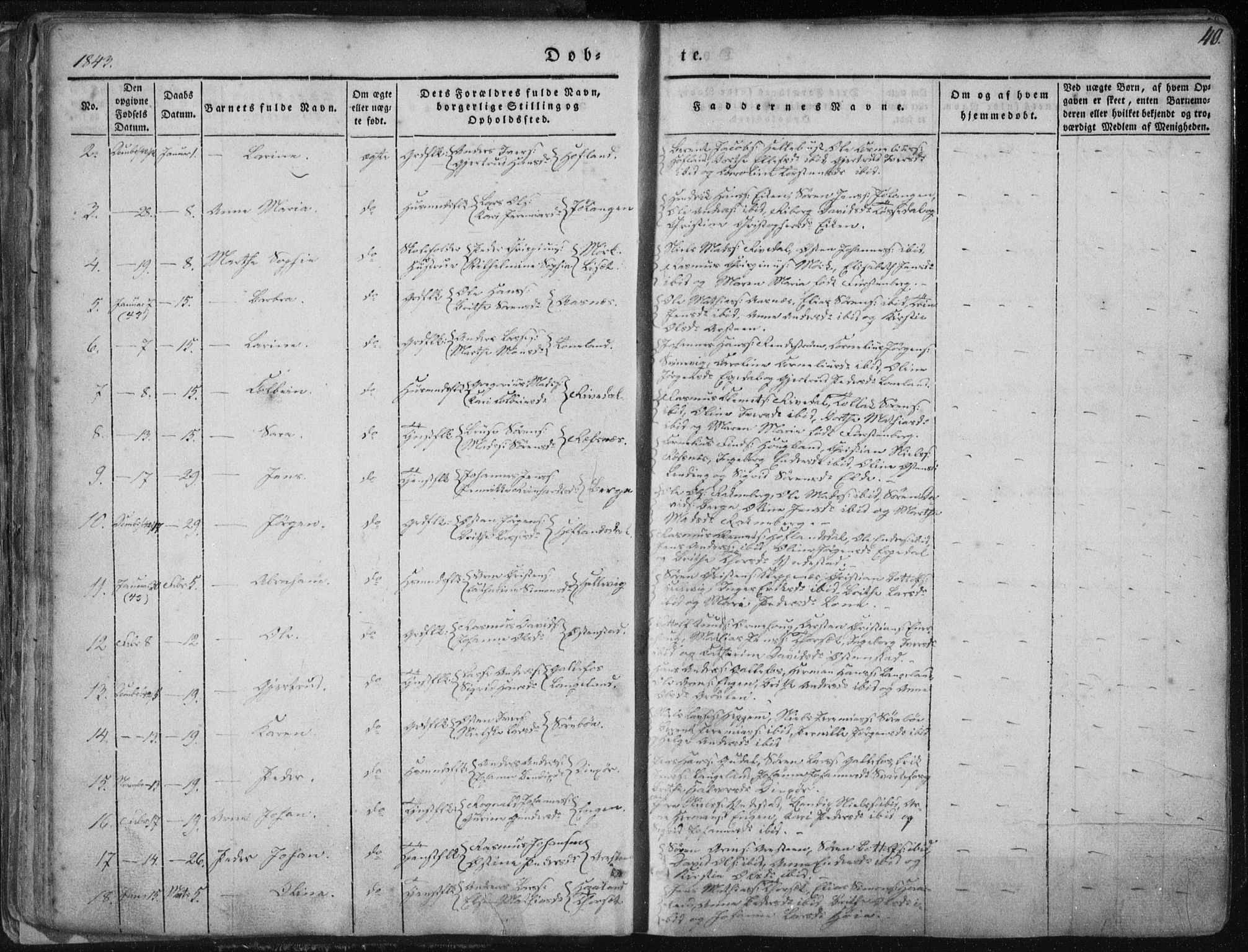 Fjaler sokneprestembete, AV/SAB-A-79801/H/Haa/Haaa/L0006: Parish register (official) no. A 6, 1835-1884, p. 40