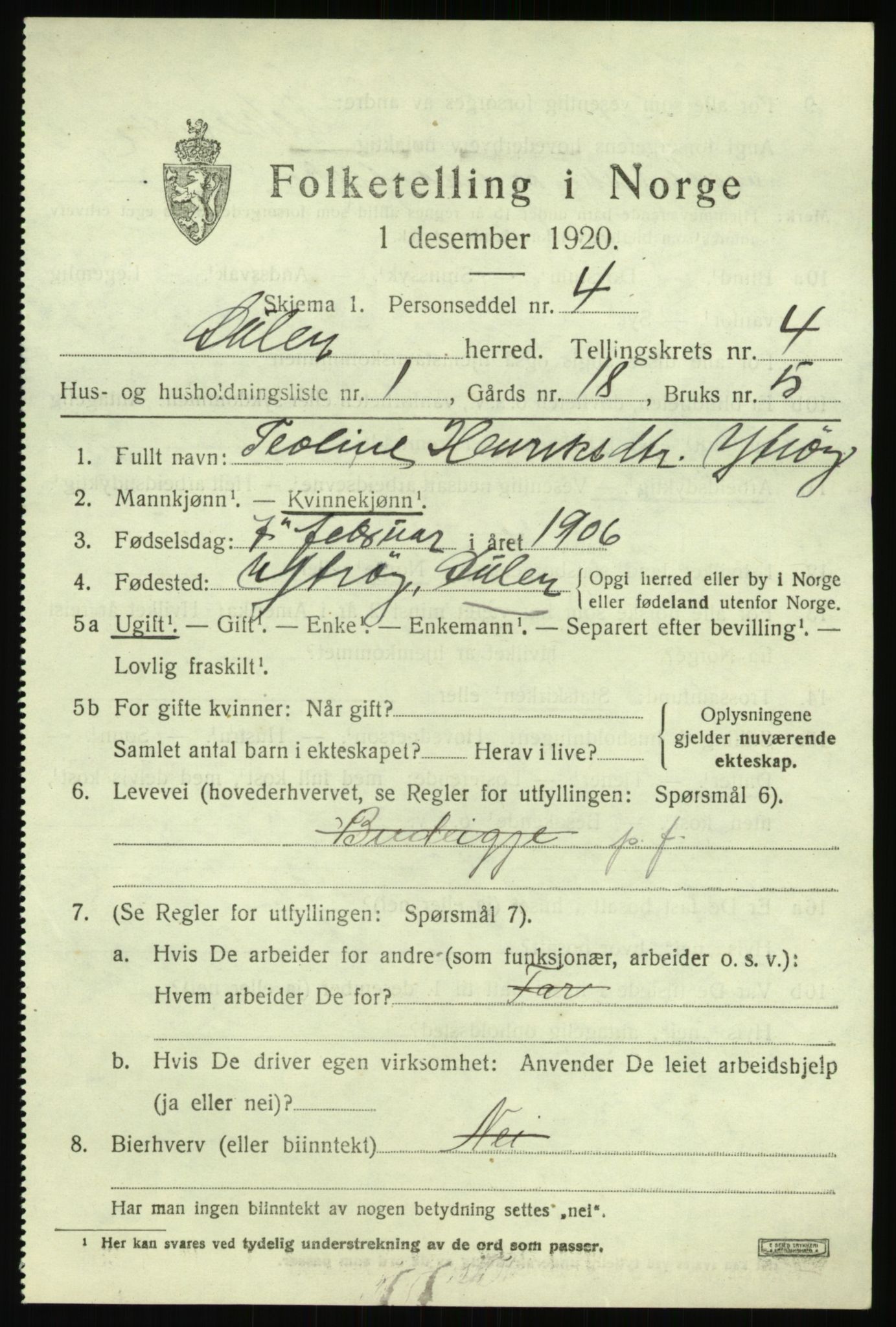 SAB, 1920 census for Solund, 1920, p. 1756