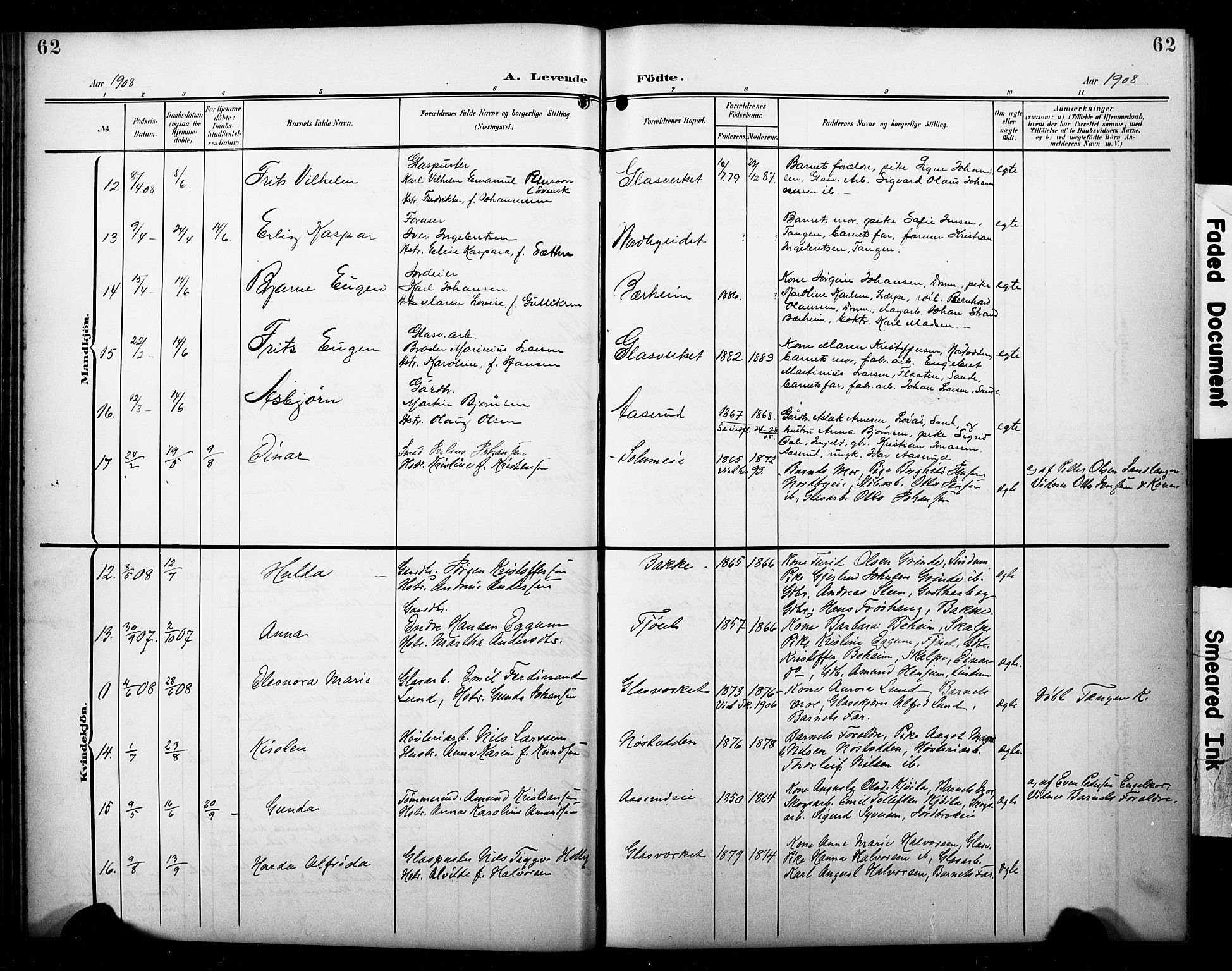 Skoger kirkebøker, SAKO/A-59/G/Ga/L0003: Parish register (copy) no. I 3, 1900-1927, p. 62