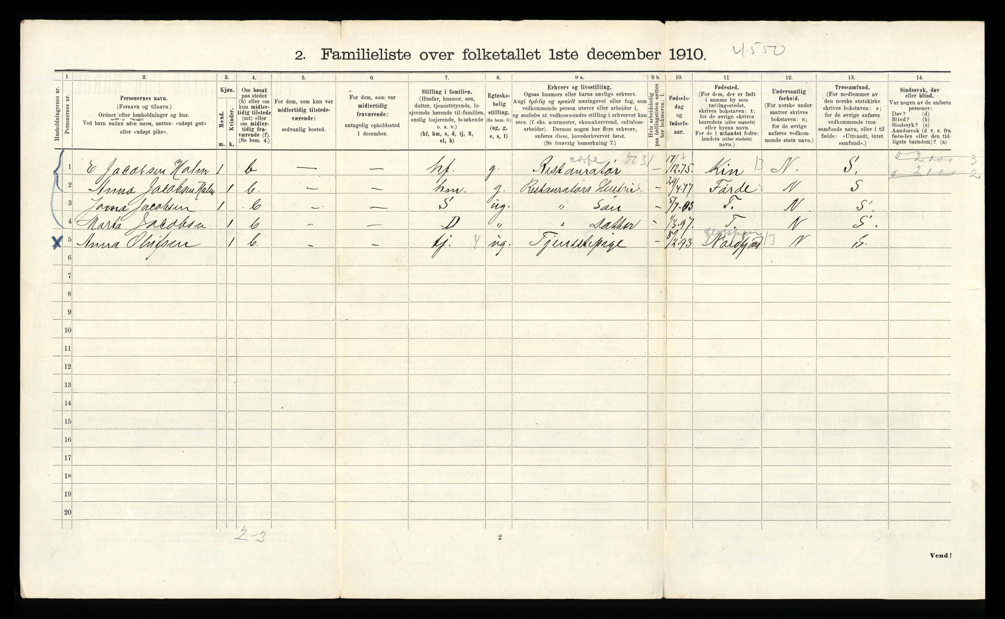 RA, 1910 census for Bergen, 1910, p. 30500