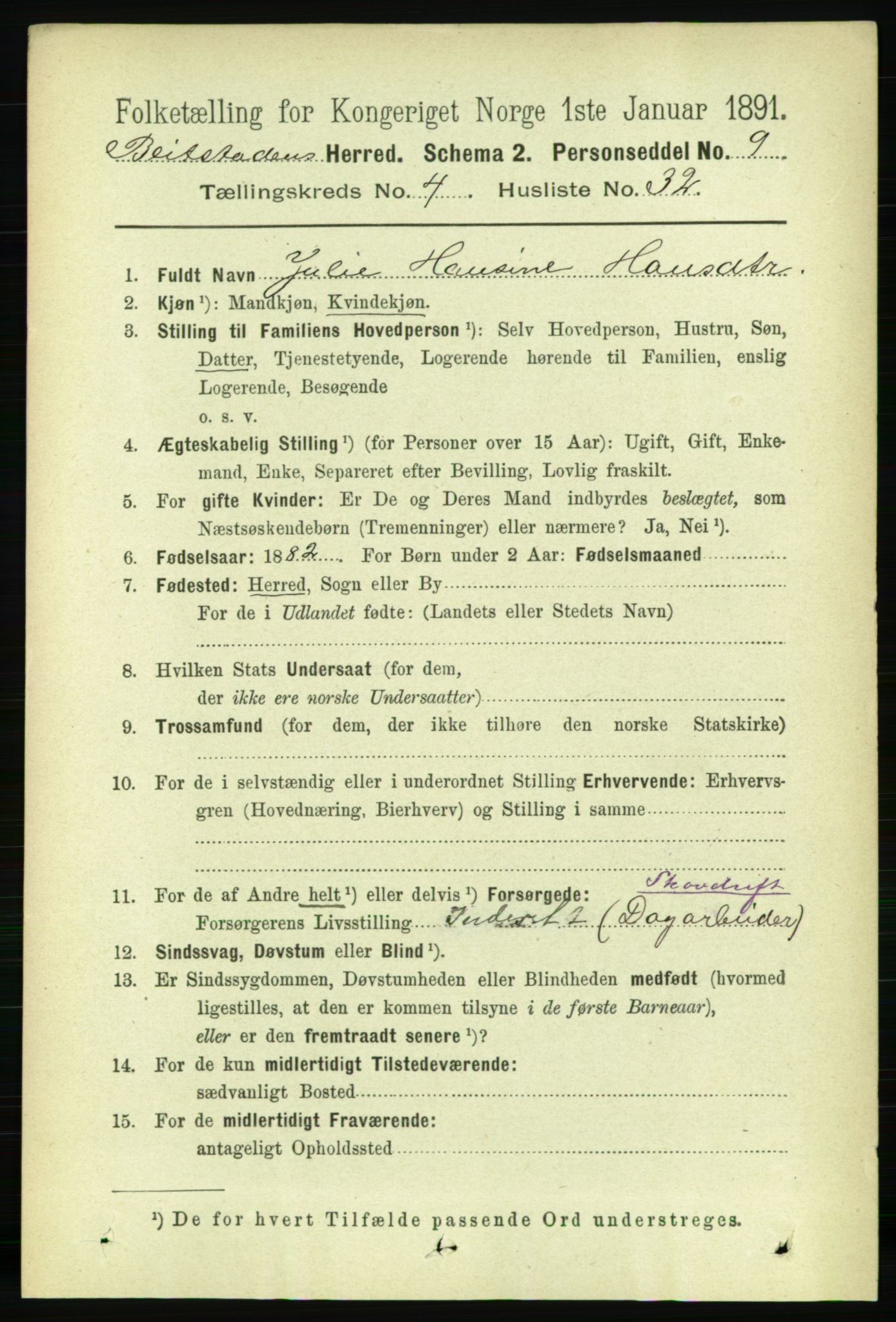 RA, 1891 census for 1727 Beitstad, 1891, p. 1197