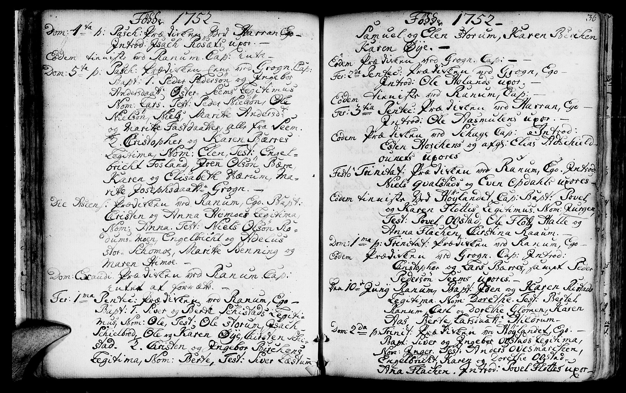 Ministerialprotokoller, klokkerbøker og fødselsregistre - Nord-Trøndelag, AV/SAT-A-1458/764/L0542: Parish register (official) no. 764A02, 1748-1779, p. 36