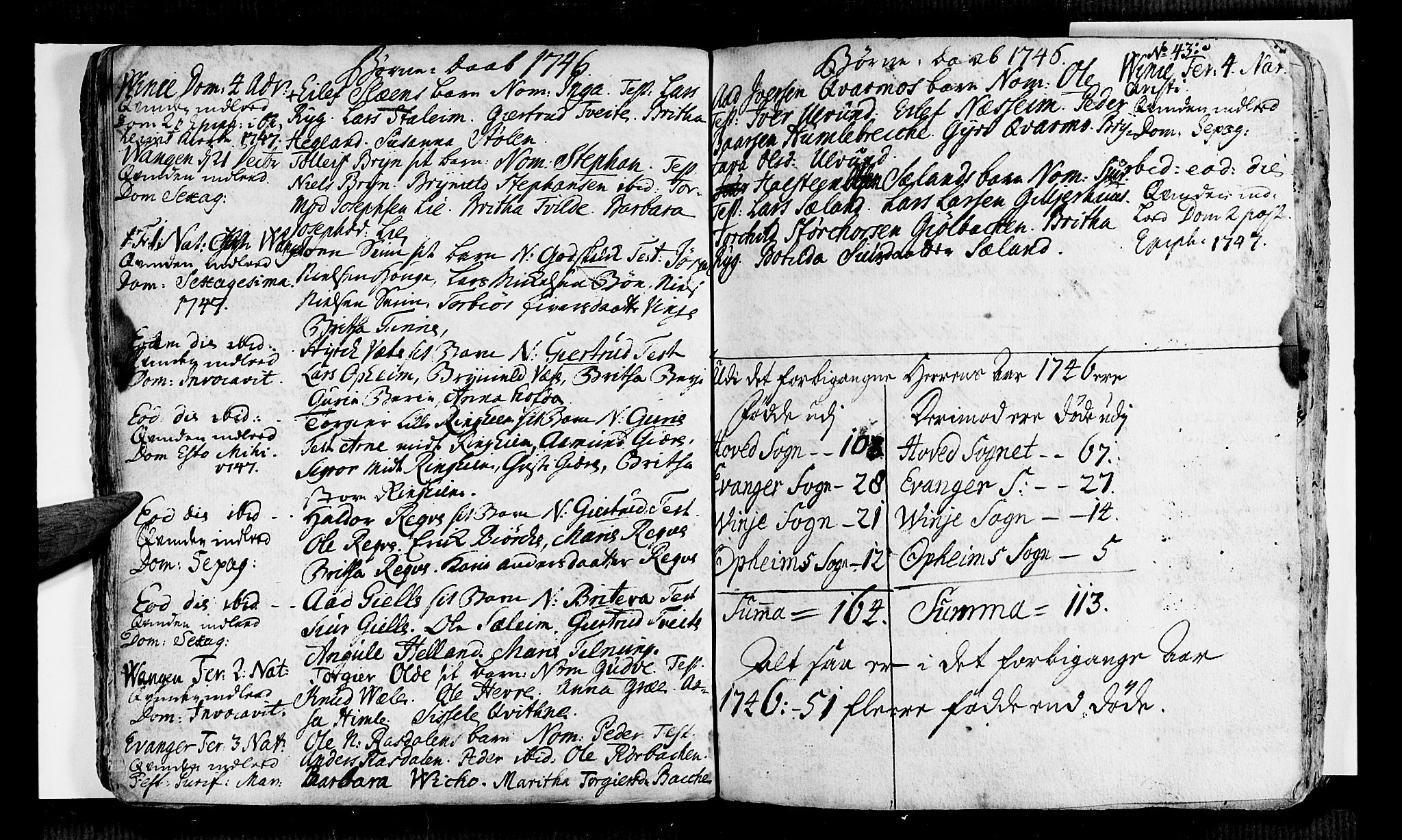 Voss sokneprestembete, AV/SAB-A-79001/H/Haa: Parish register (official) no. A 6, 1744-1752, p. 43