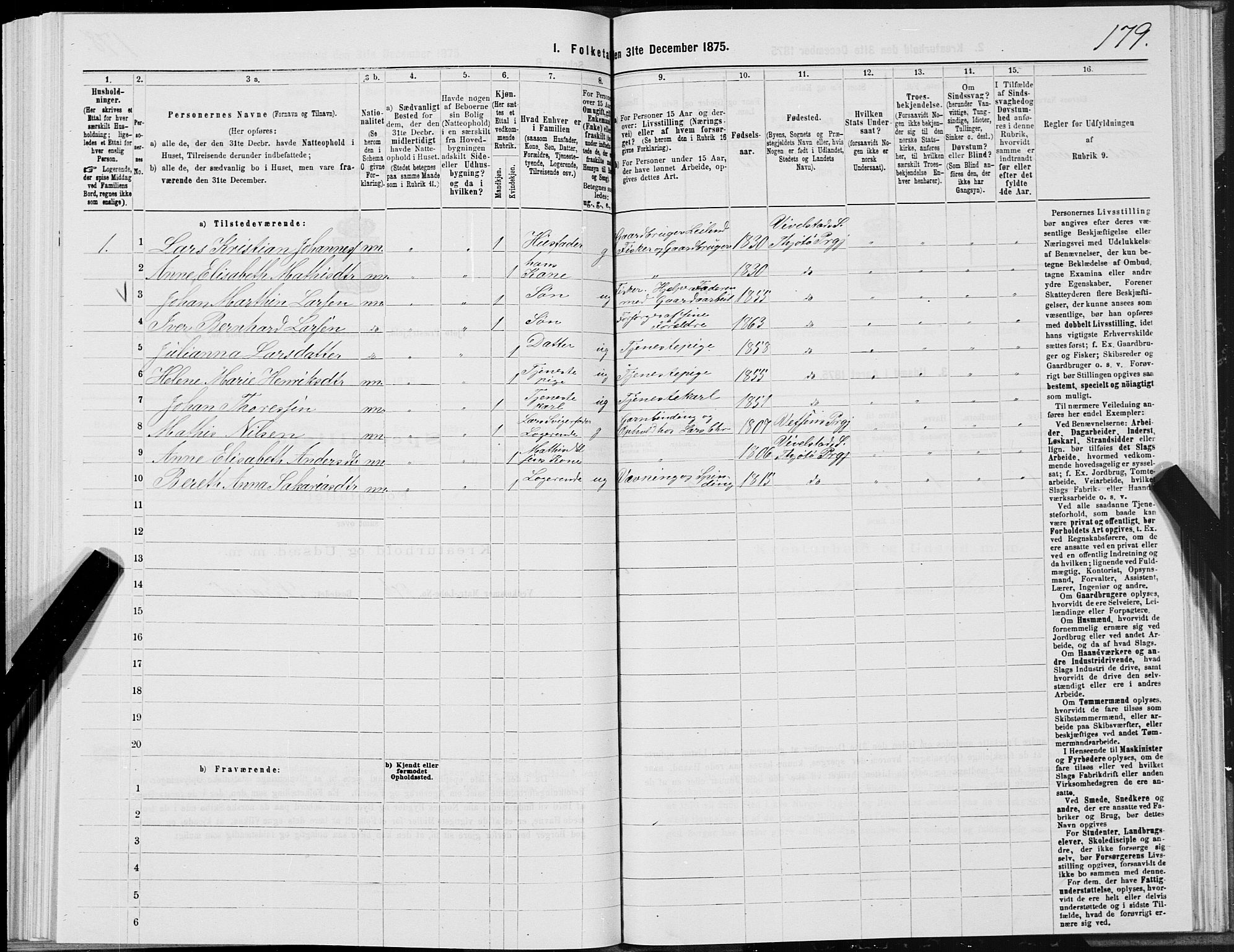 SAT, 1875 census for 1817P Tjøtta, 1875, p. 1179