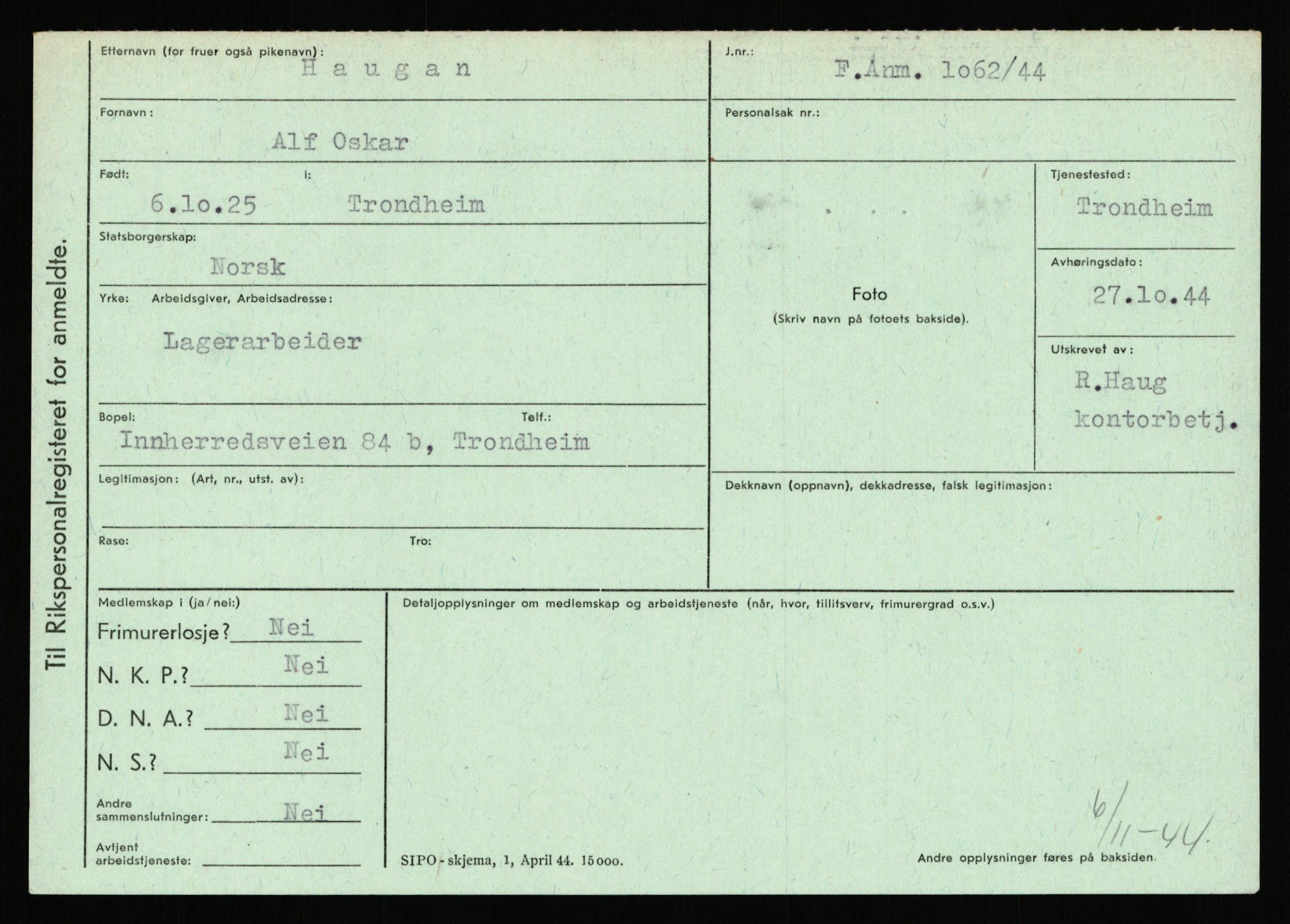 Statspolitiet - Hovedkontoret / Osloavdelingen, AV/RA-S-1329/C/Ca/L0006: Hanche - Hokstvedt, 1943-1945, p. 2323