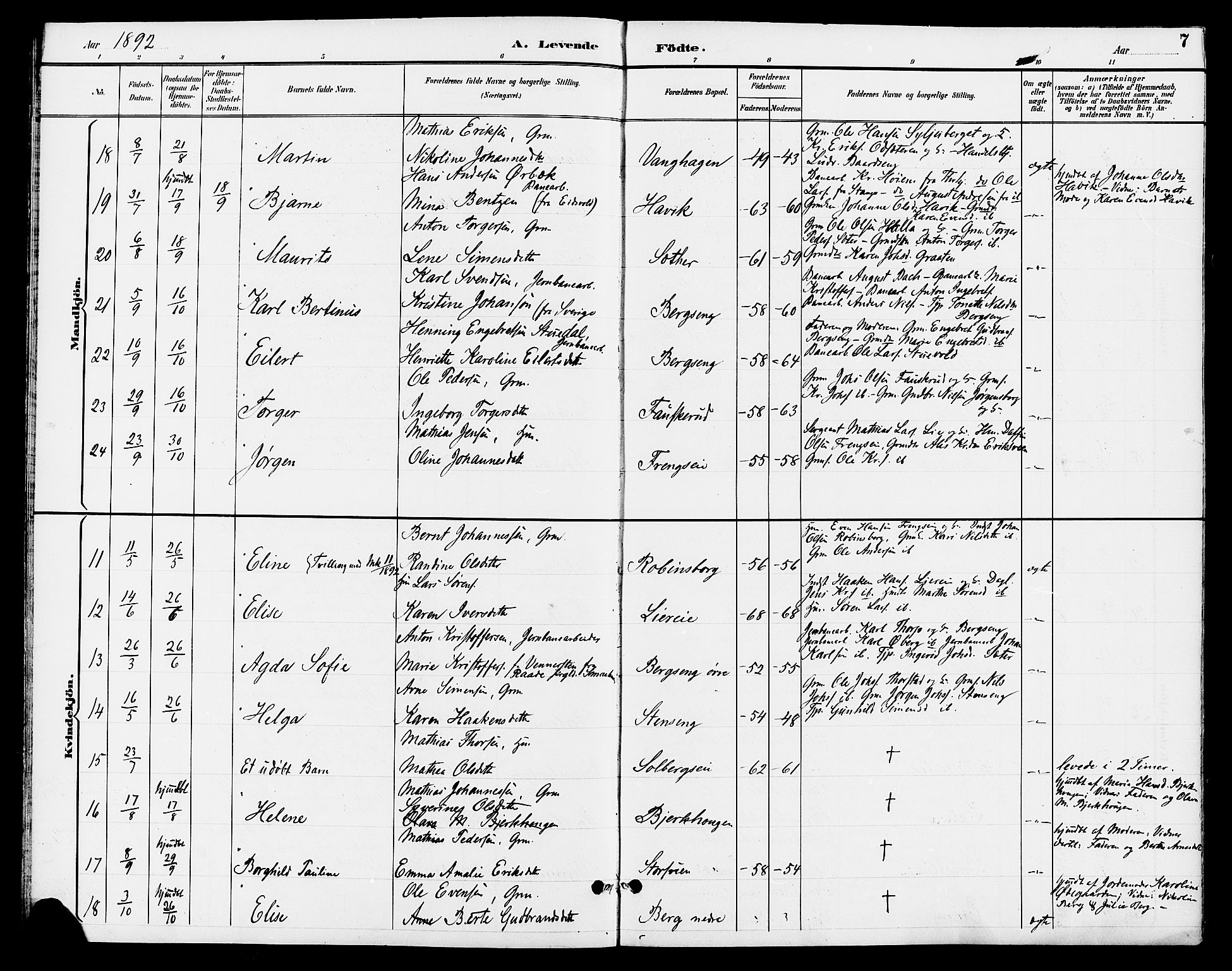 Ringsaker prestekontor, AV/SAH-PREST-014/L/La/L0013: Parish register (copy) no. 13, 1891-1904, p. 7