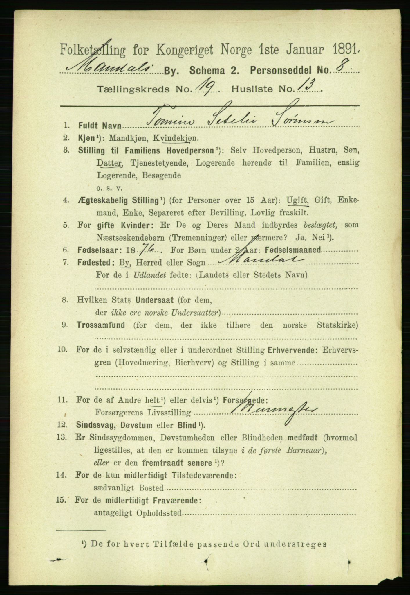 RA, 1891 census for 1002 Mandal, 1891, p. 3889