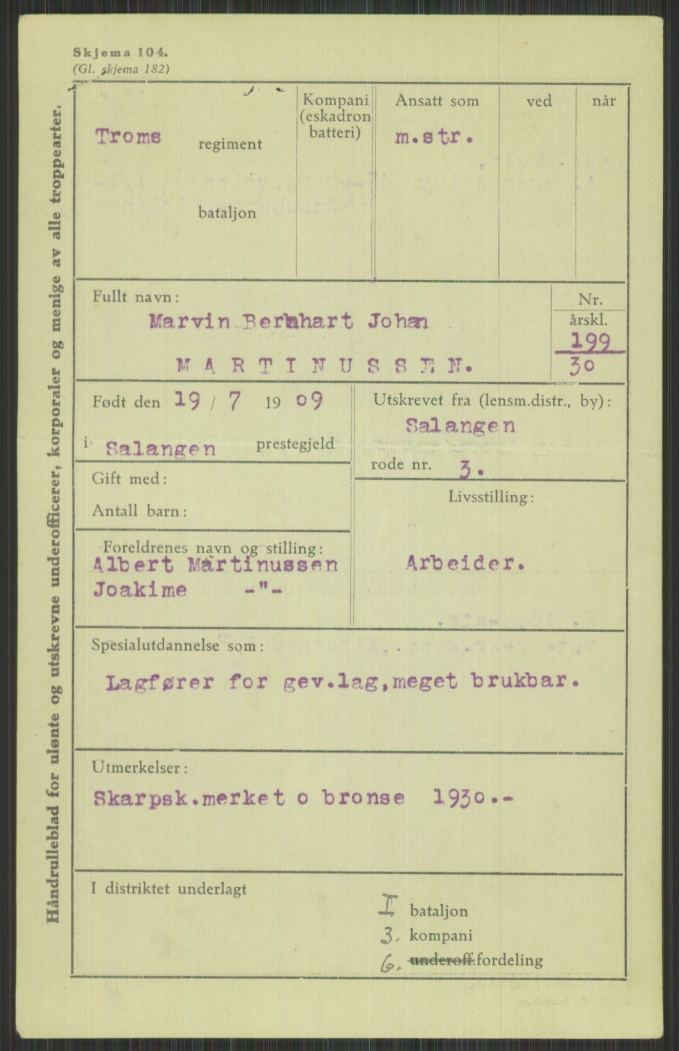 Forsvaret, Troms infanteriregiment nr. 16, AV/RA-RAFA-3146/P/Pa/L0014: Rulleblad for regimentets menige mannskaper, årsklasse 1930, 1930, p. 617