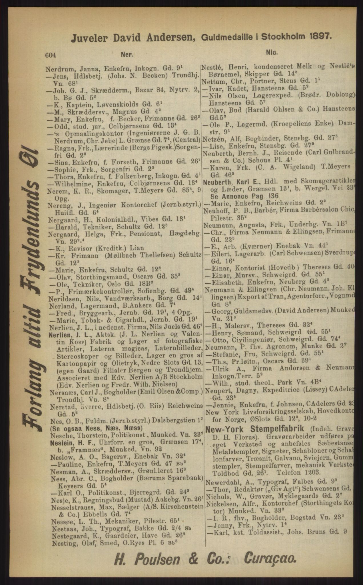 Kristiania/Oslo adressebok, PUBL/-, 1903, p. 604