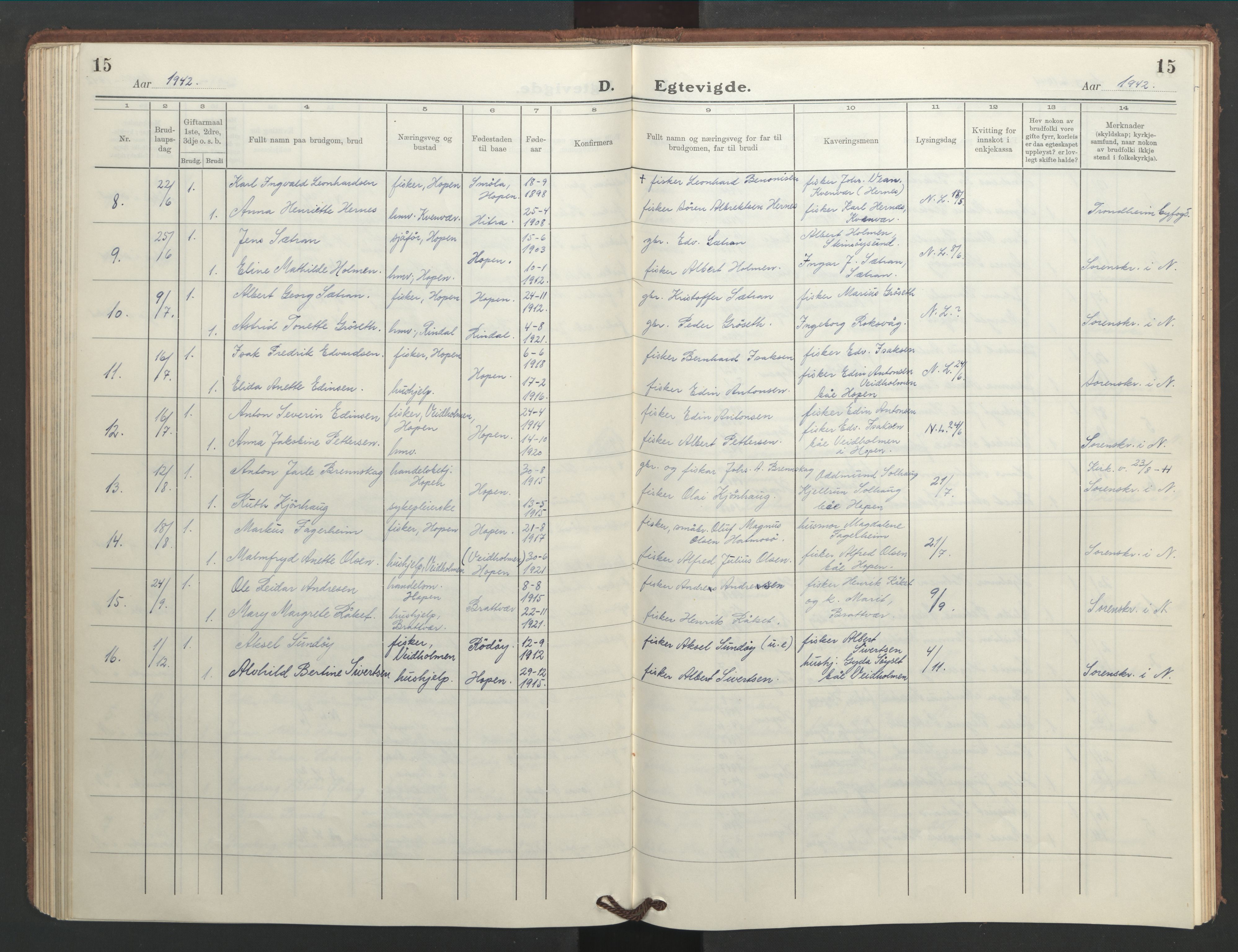 Ministerialprotokoller, klokkerbøker og fødselsregistre - Møre og Romsdal, AV/SAT-A-1454/583/L0957: Parish register (copy) no. 583C02, 1926-1947, p. 15