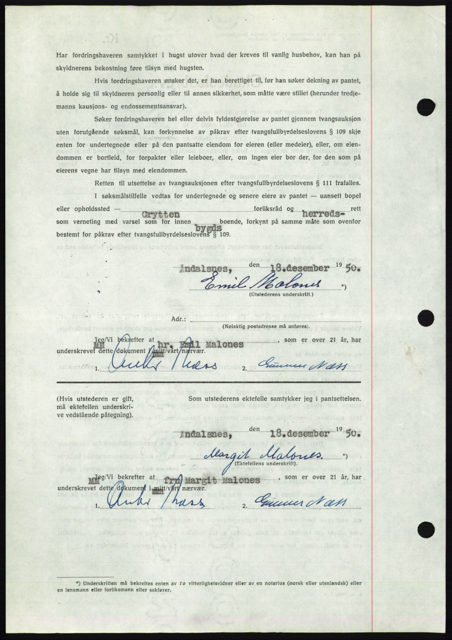 Romsdal sorenskriveri, AV/SAT-A-4149/1/2/2C: Mortgage book no. B5, 1949-1950, Diary no: : 3891/1950