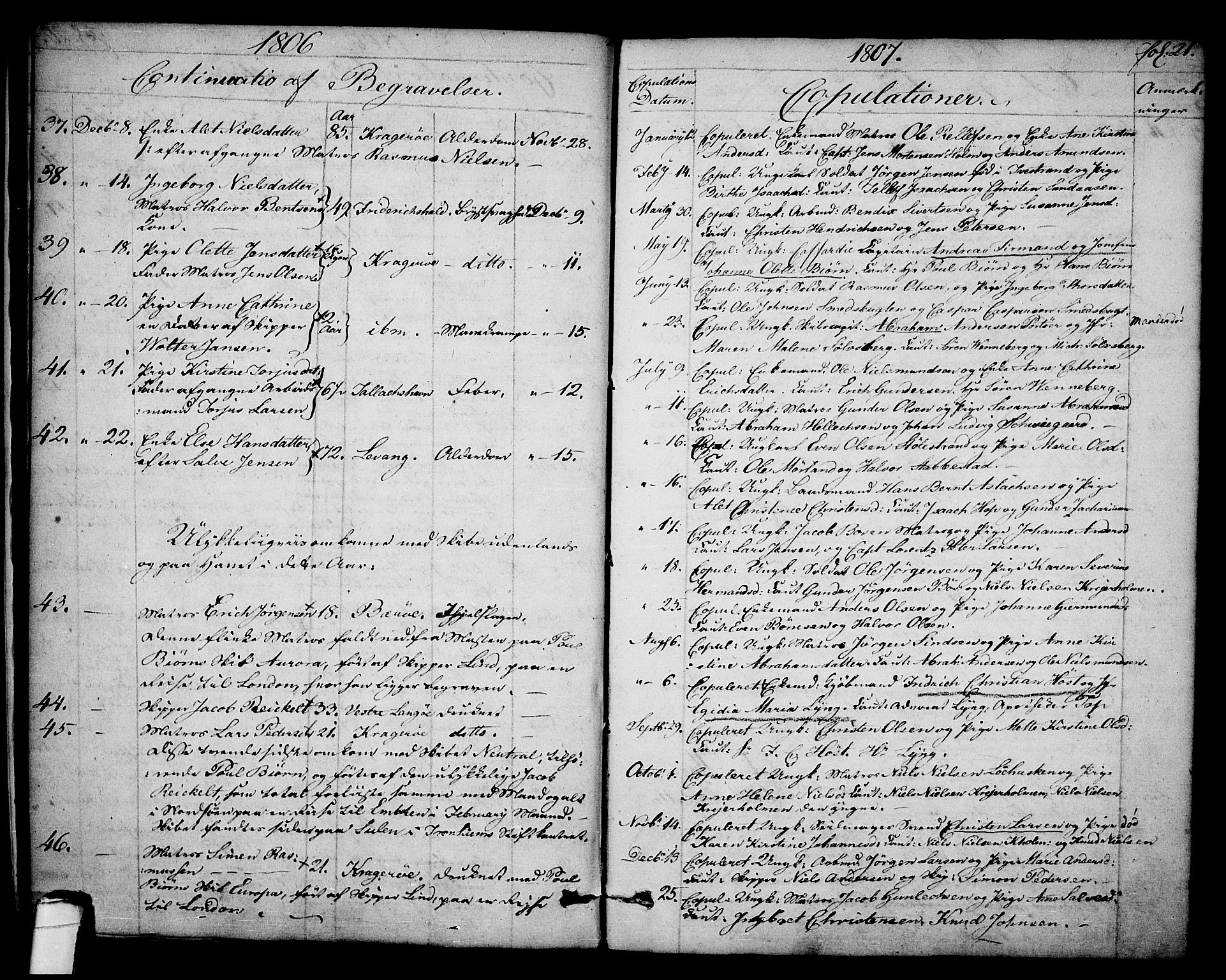 Kragerø kirkebøker, SAKO/A-278/F/Fa/L0003: Parish register (official) no. 3, 1802-1813, p. 21