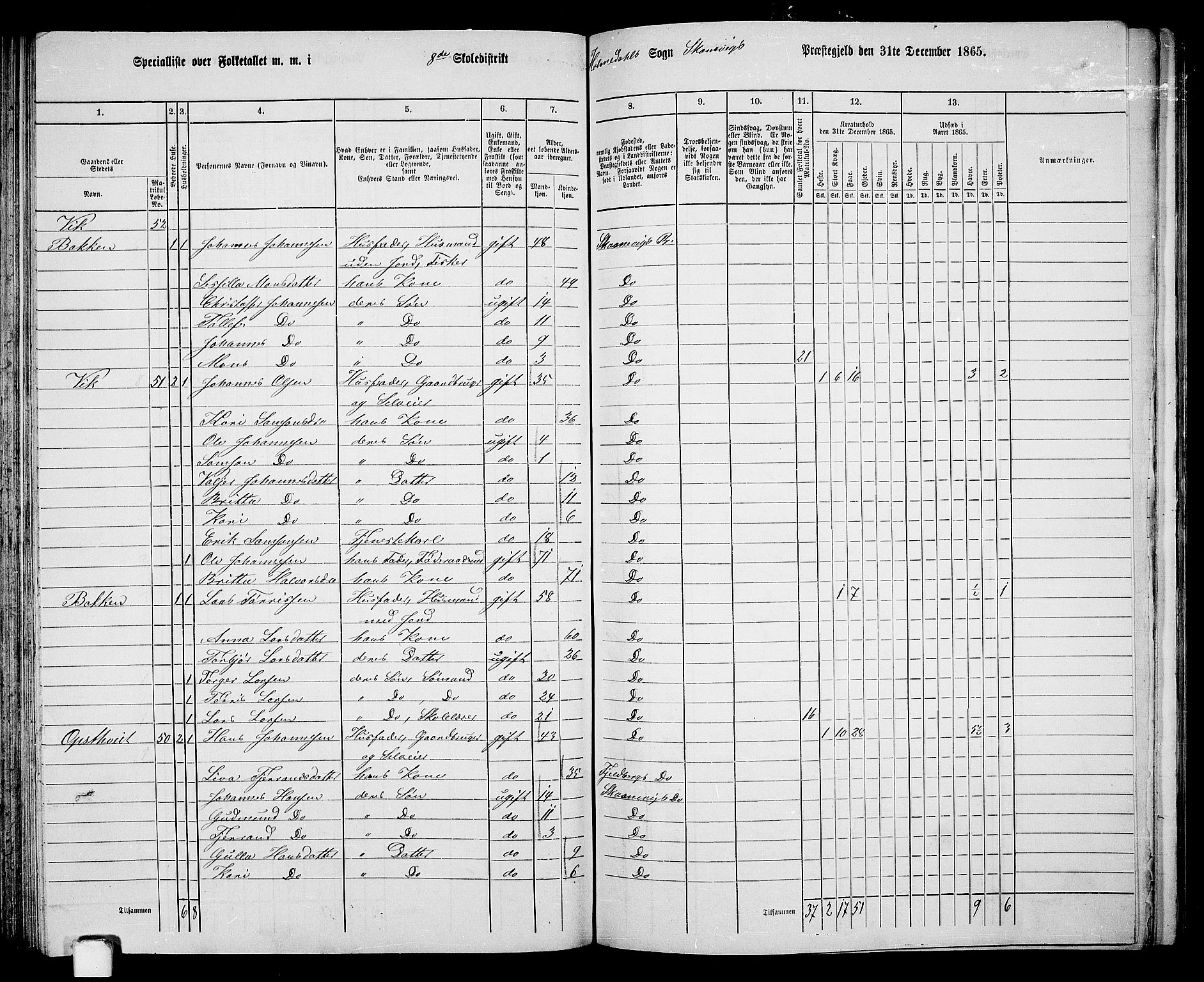 RA, 1865 census for Skånevik, 1865, p. 123