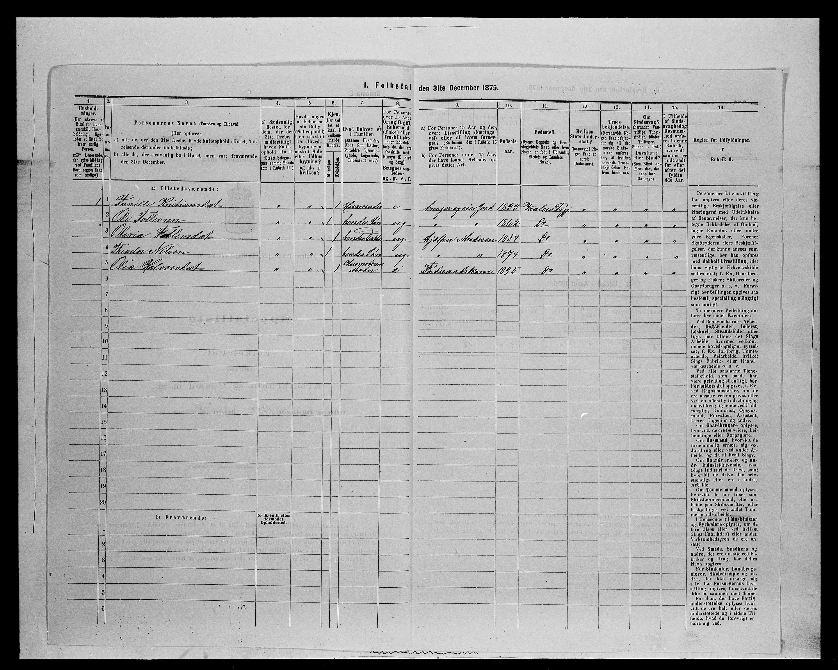 SAH, 1875 census for 0426P Våler parish (Hedmark), 1875, p. 1027