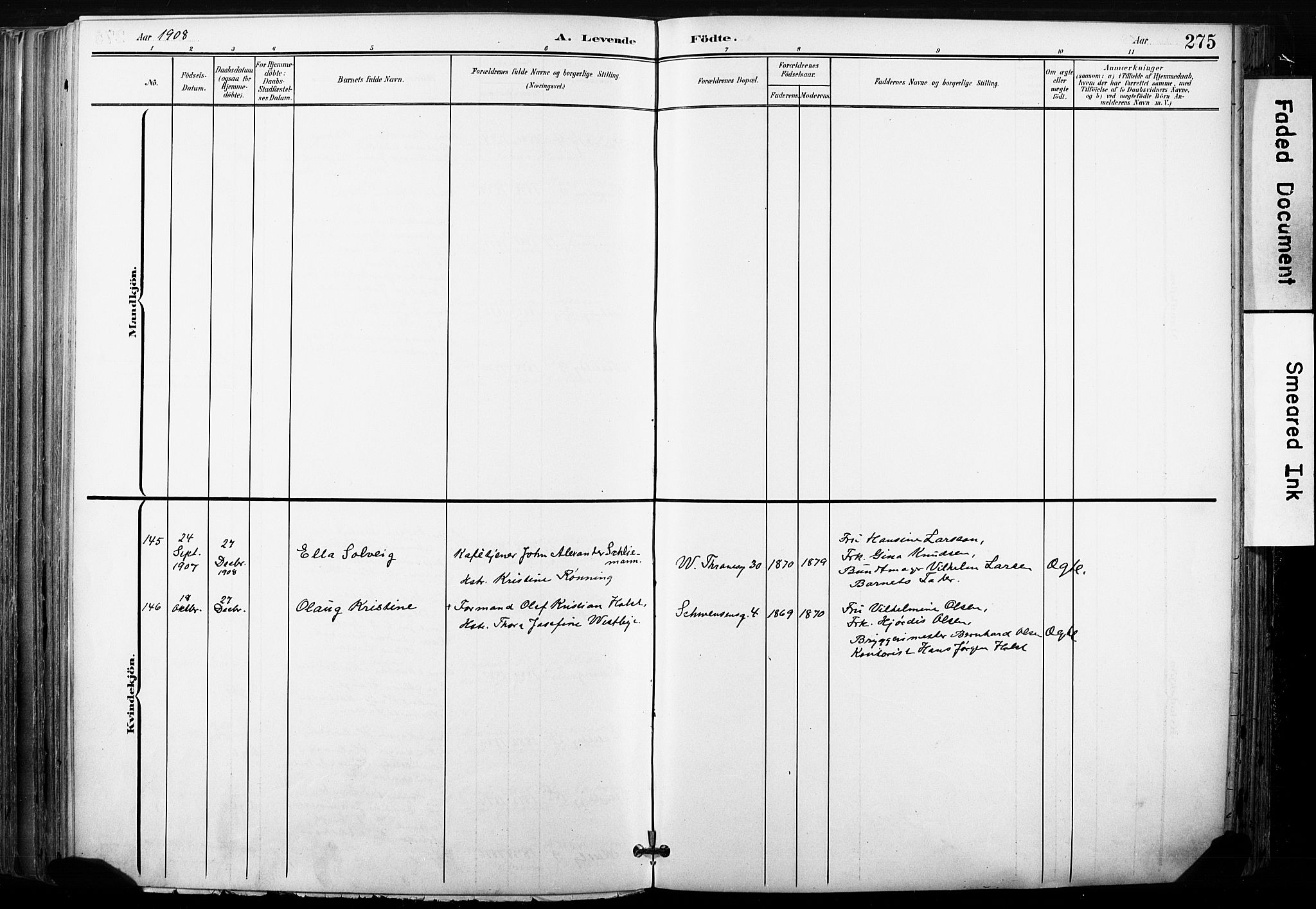 Gamle Aker prestekontor Kirkebøker, SAO/A-10617a/F/L0013: Parish register (official) no. 13, 1901-1908, p. 275