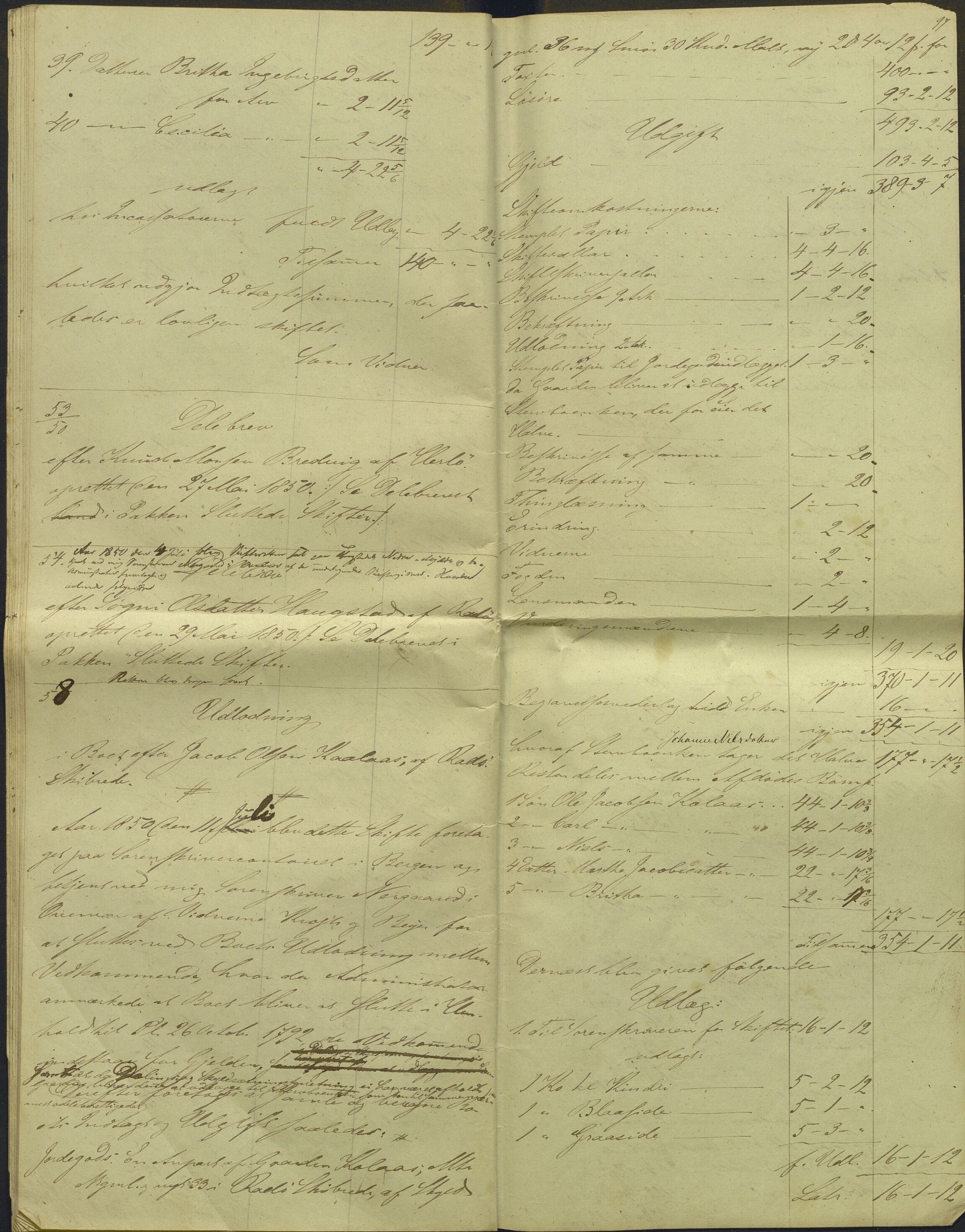 Nordhordland sorenskrivar, AV/SAB-A-2901/1/H/Hd/Hdb/L0001: Konsept til utlodningar, 1850-1852, p. 112