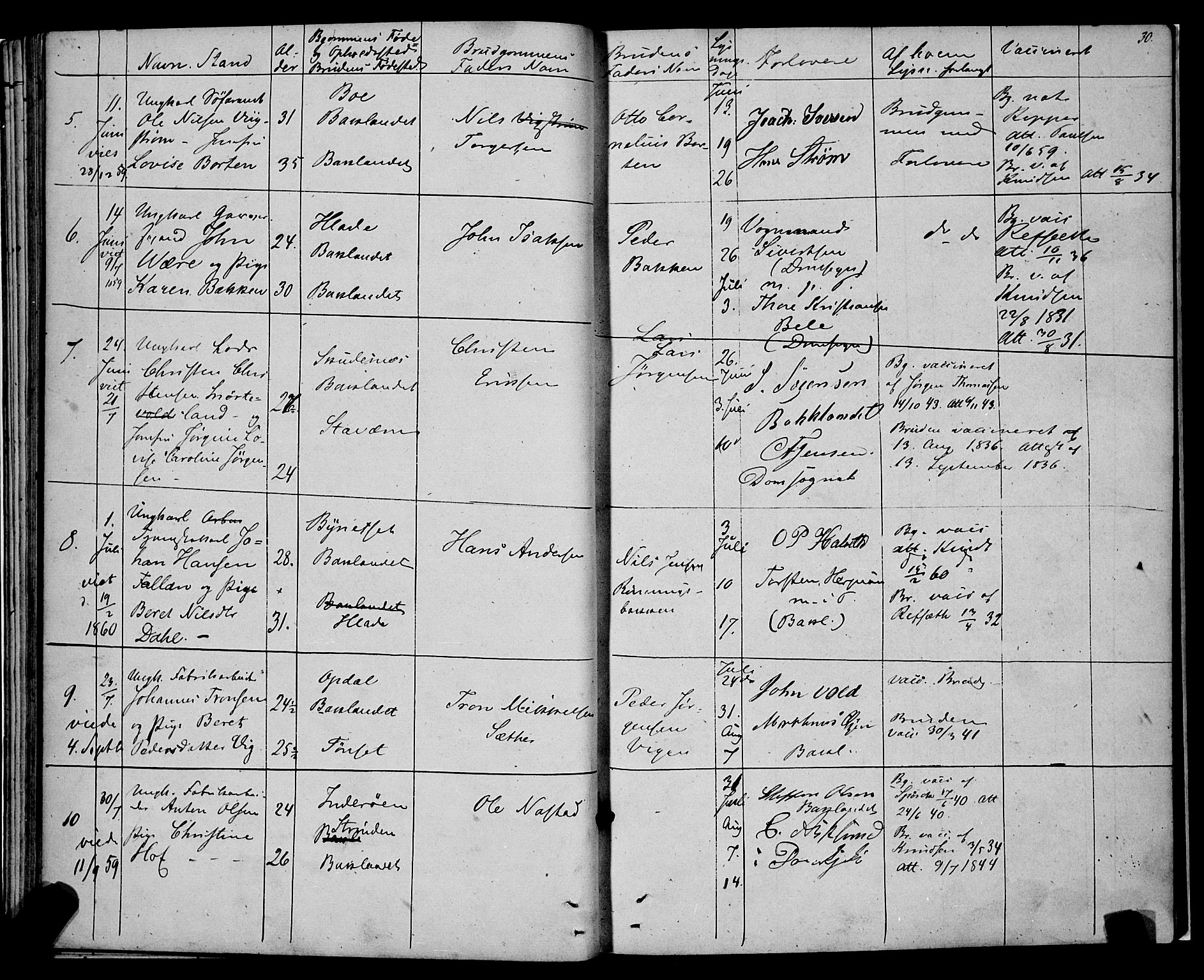 Ministerialprotokoller, klokkerbøker og fødselsregistre - Sør-Trøndelag, AV/SAT-A-1456/604/L0187: Parish register (official) no. 604A08, 1847-1878, p. 30