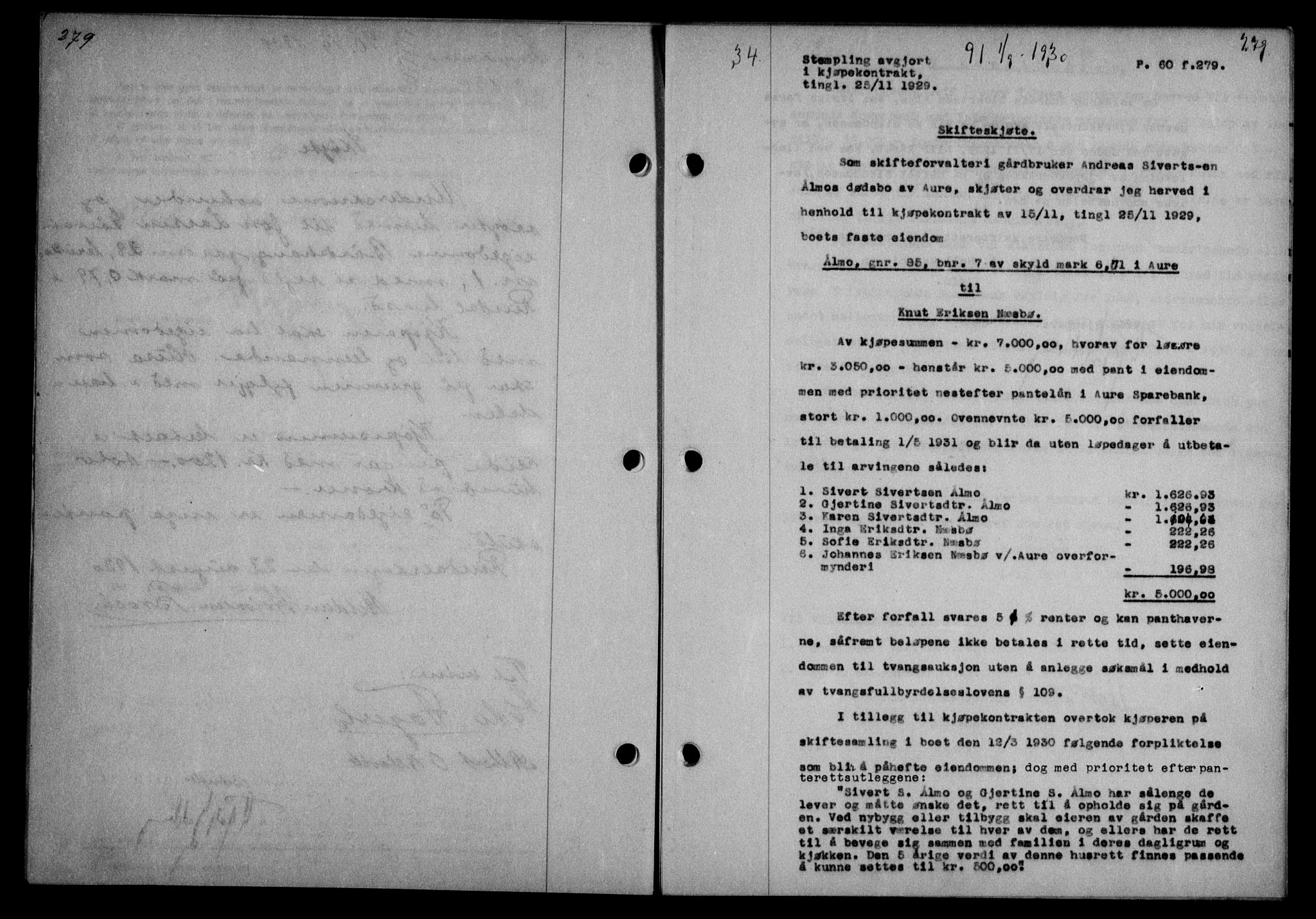 Nordmøre sorenskriveri, AV/SAT-A-4132/1/2/2Ca/L0070: Mortgage book no. 60, 1930-1930, Deed date: 01.09.1930