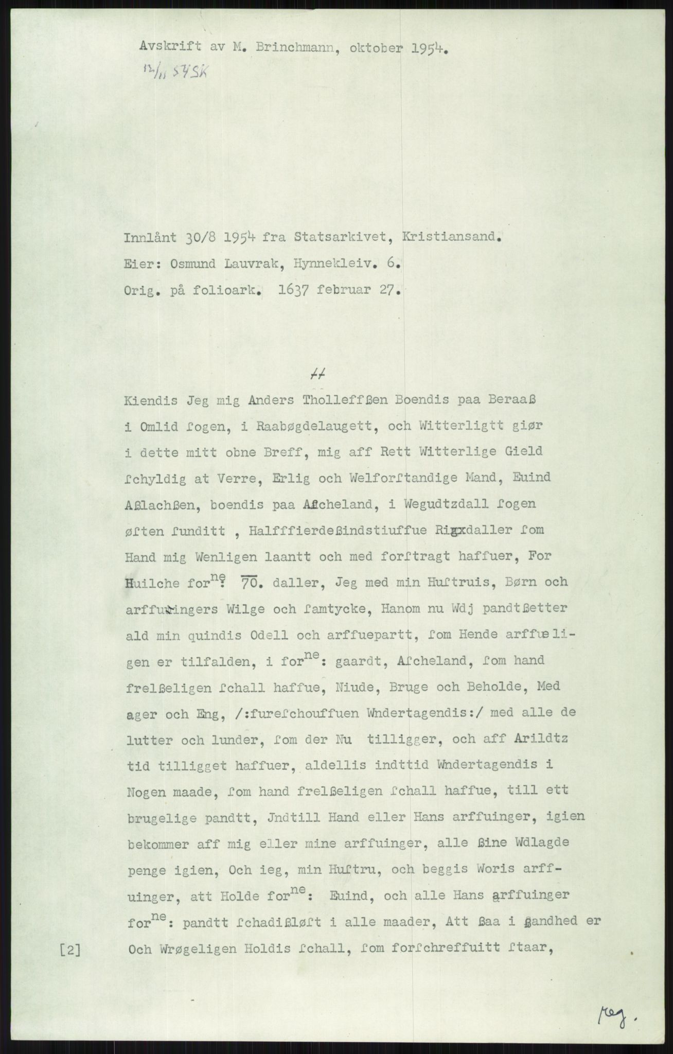 Samlinger til kildeutgivelse, Diplomavskriftsamlingen, AV/RA-EA-4053/H/Ha, p. 3097