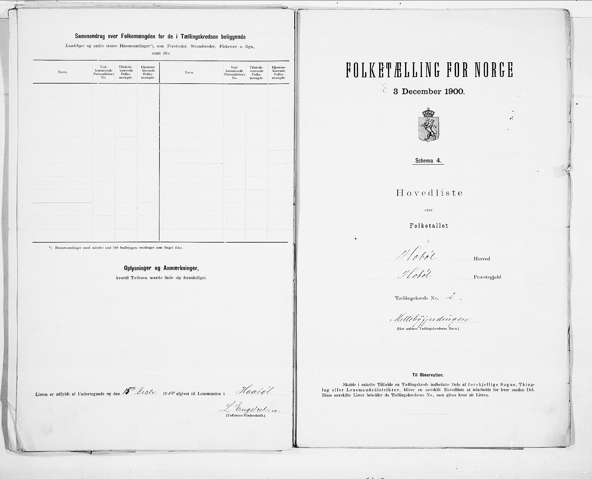 SAO, 1900 census for Hobøl, 1900, p. 8