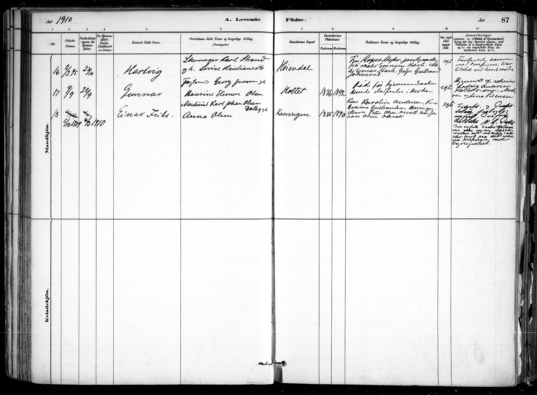 Nesodden prestekontor Kirkebøker, SAO/A-10013/F/Fa/L0009: Parish register (official) no. I 9, 1880-1915, p. 87