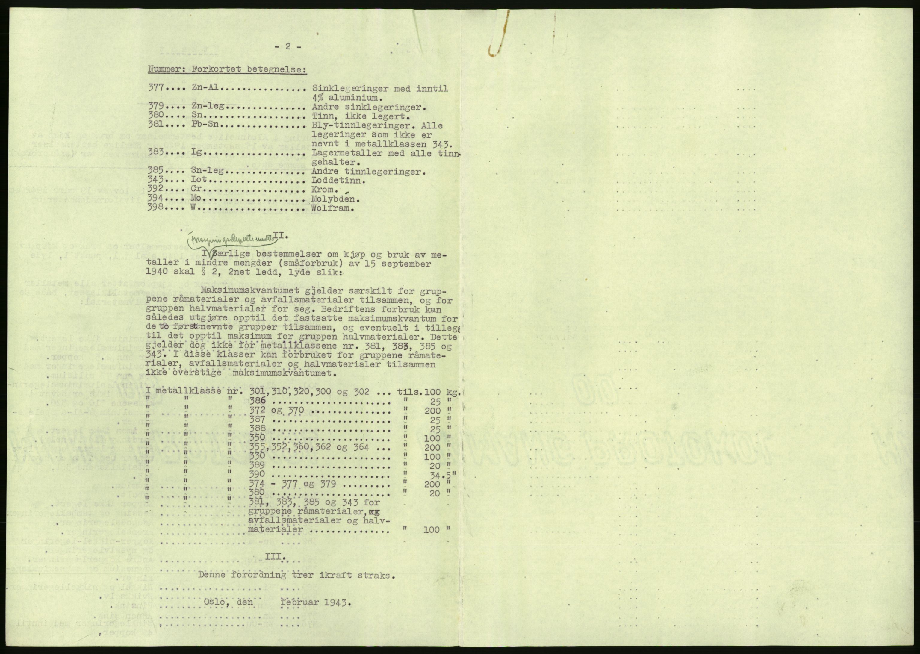 Direktoratet for industriforsyning, Sekretariatet, AV/RA-S-4153/D/Df/L0054: 9. Metallkontoret, 1940-1945, p. 106