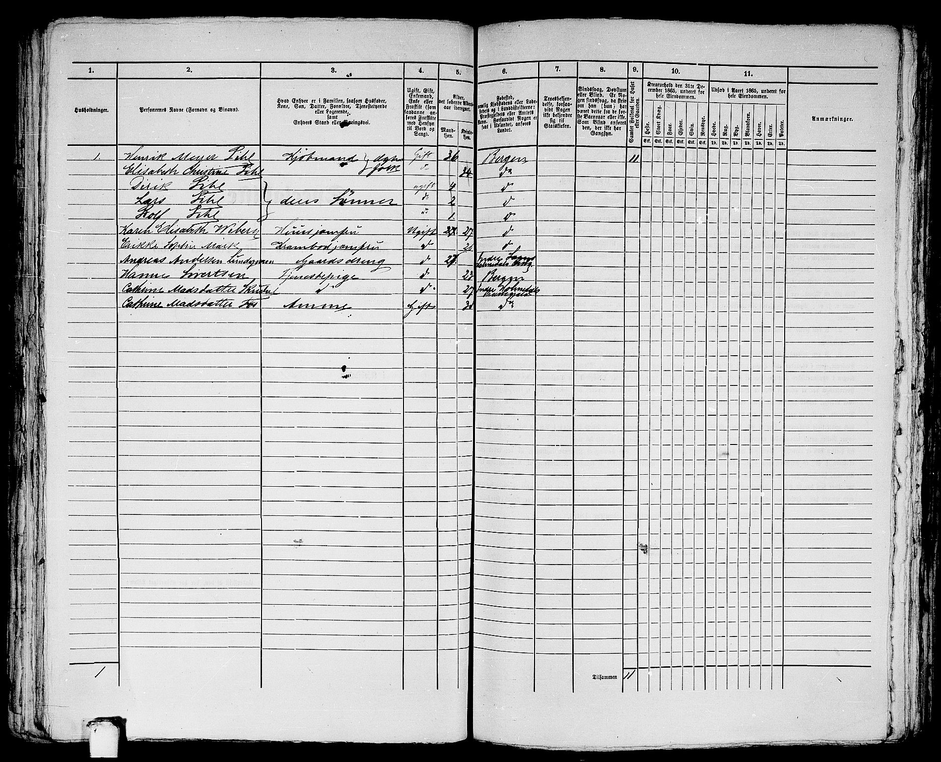 RA, 1865 census for Bergen, 1865, p. 2803