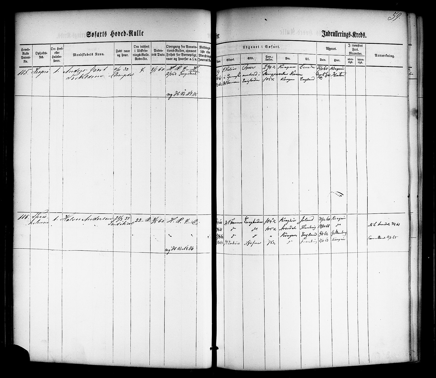 Kragerø innrulleringskontor, AV/SAKO-A-830/F/Fc/L0001: Hovedrulle, 1860-1869, p. 84