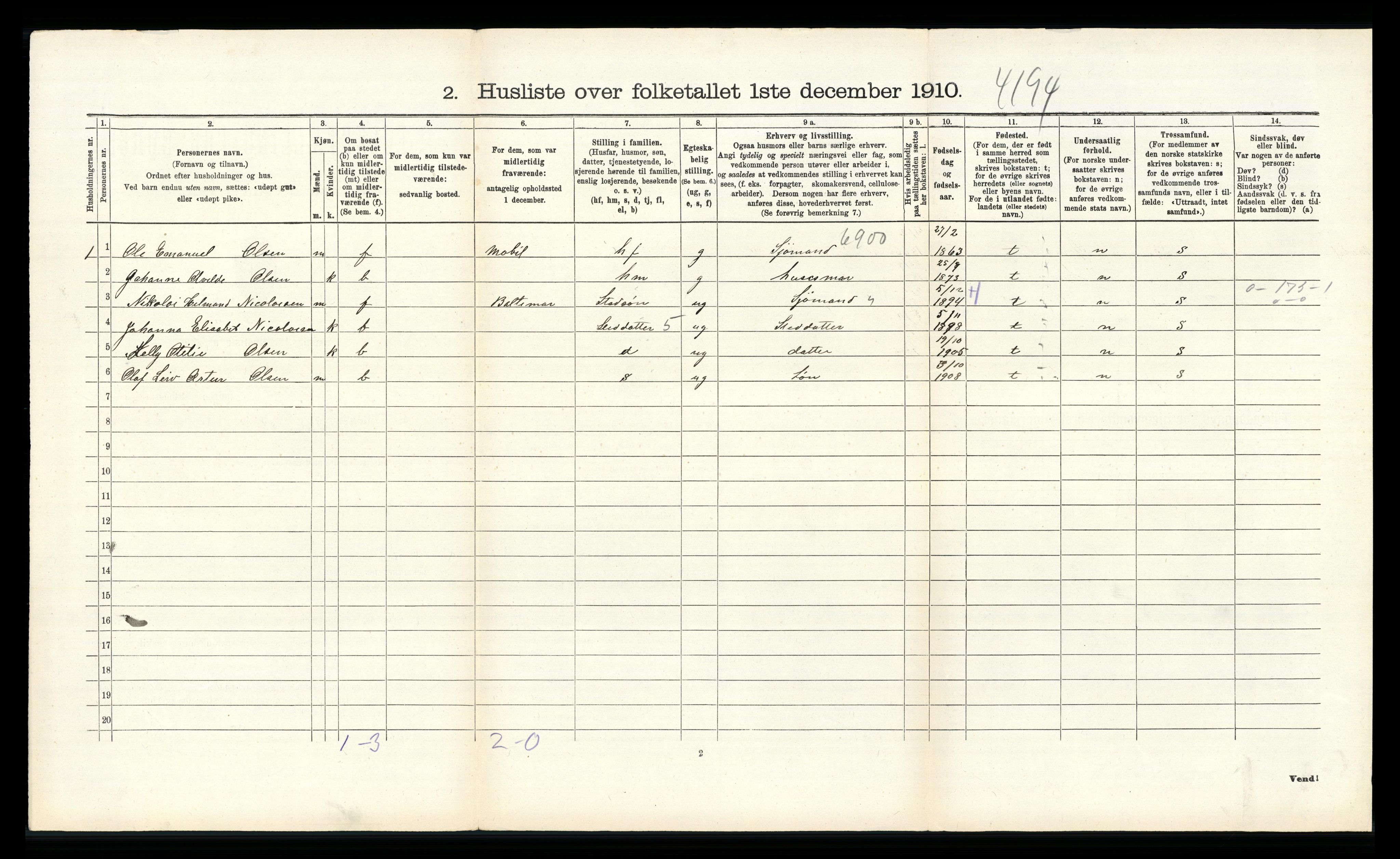 RA, 1910 census for Hidra, 1910, p. 432