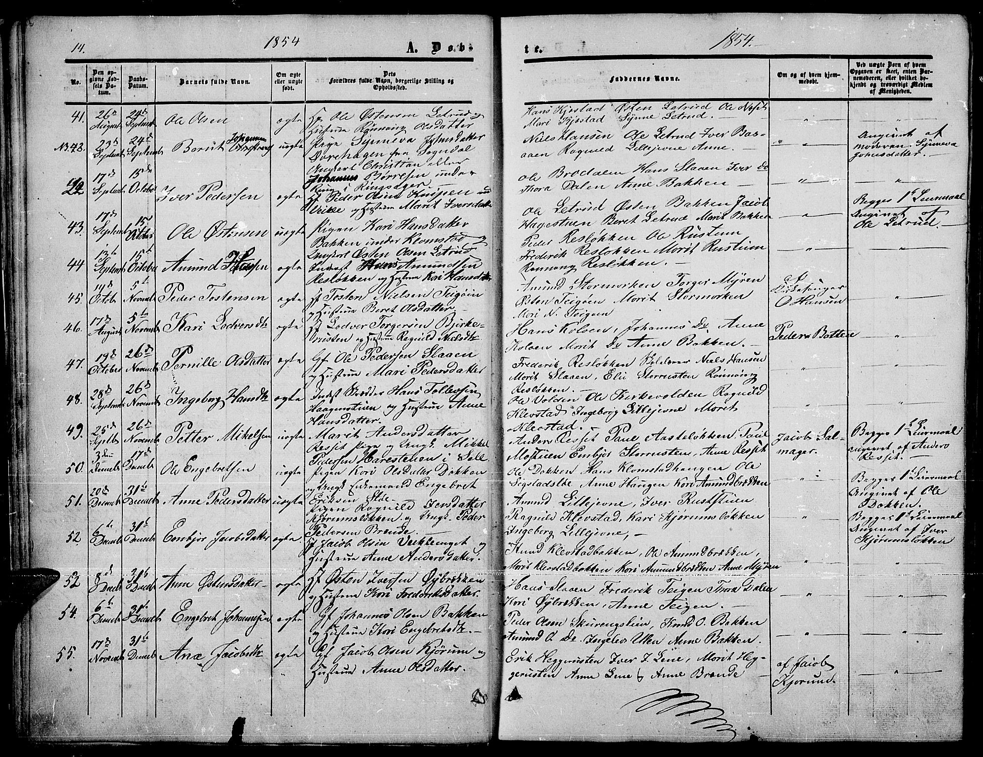 Nord-Fron prestekontor, AV/SAH-PREST-080/H/Ha/Hab/L0003: Parish register (copy) no. 3, 1851-1886, p. 14