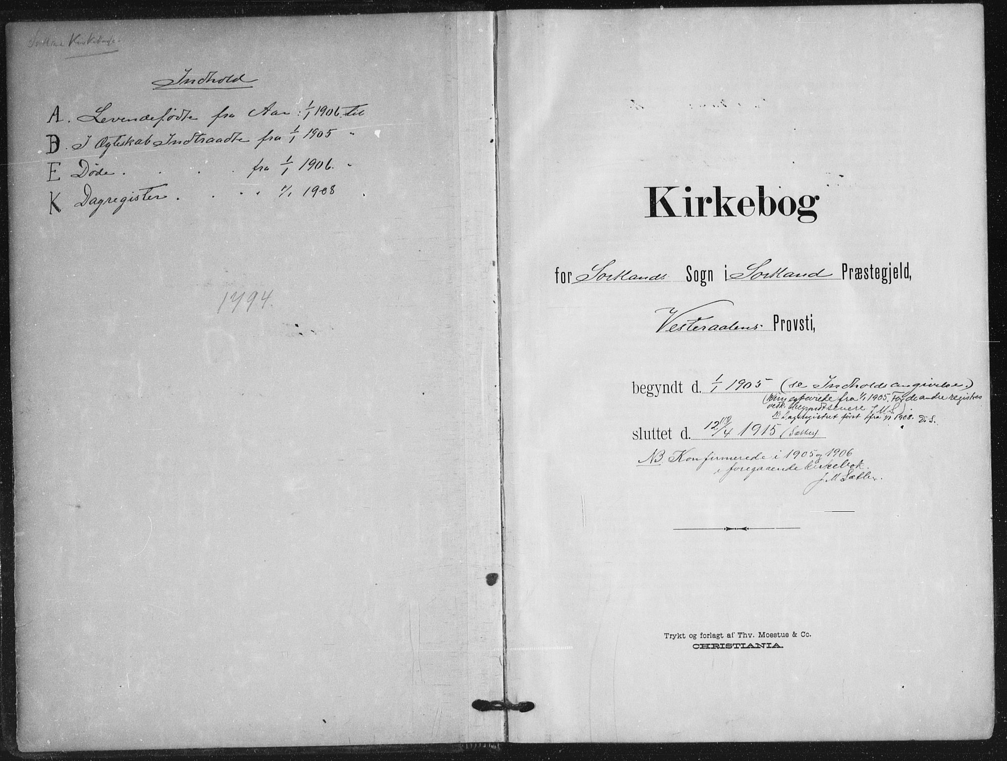 Ministerialprotokoller, klokkerbøker og fødselsregistre - Nordland, SAT/A-1459/895/L1373: Parish register (official) no. 895A08, 1905-1915