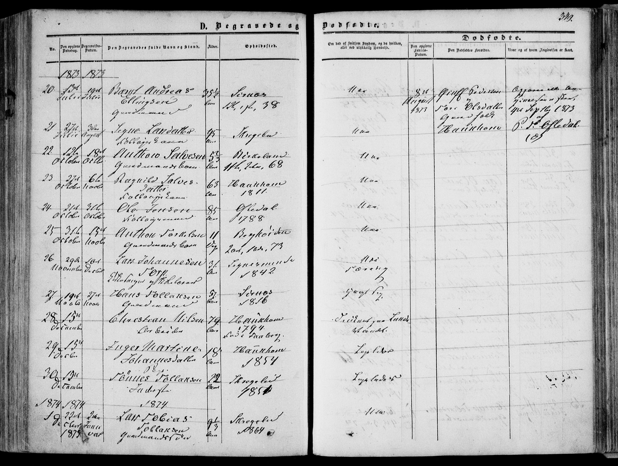 Bakke sokneprestkontor, SAK/1111-0002/F/Fa/Faa/L0006: Parish register (official) no. A 6, 1855-1877, p. 349
