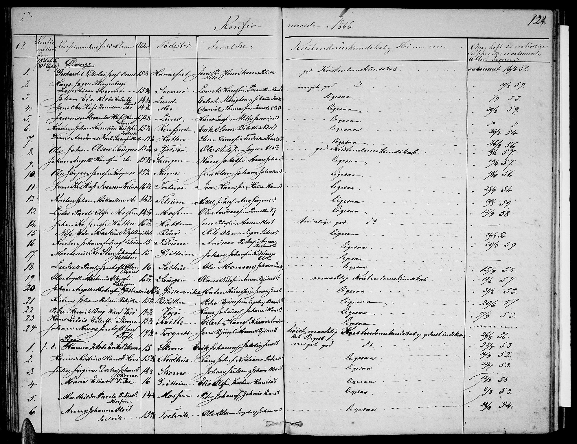 Ministerialprotokoller, klokkerbøker og fødselsregistre - Nordland, SAT/A-1459/813/L0212: Parish register (copy) no. 813C04, 1864-1886, p. 124