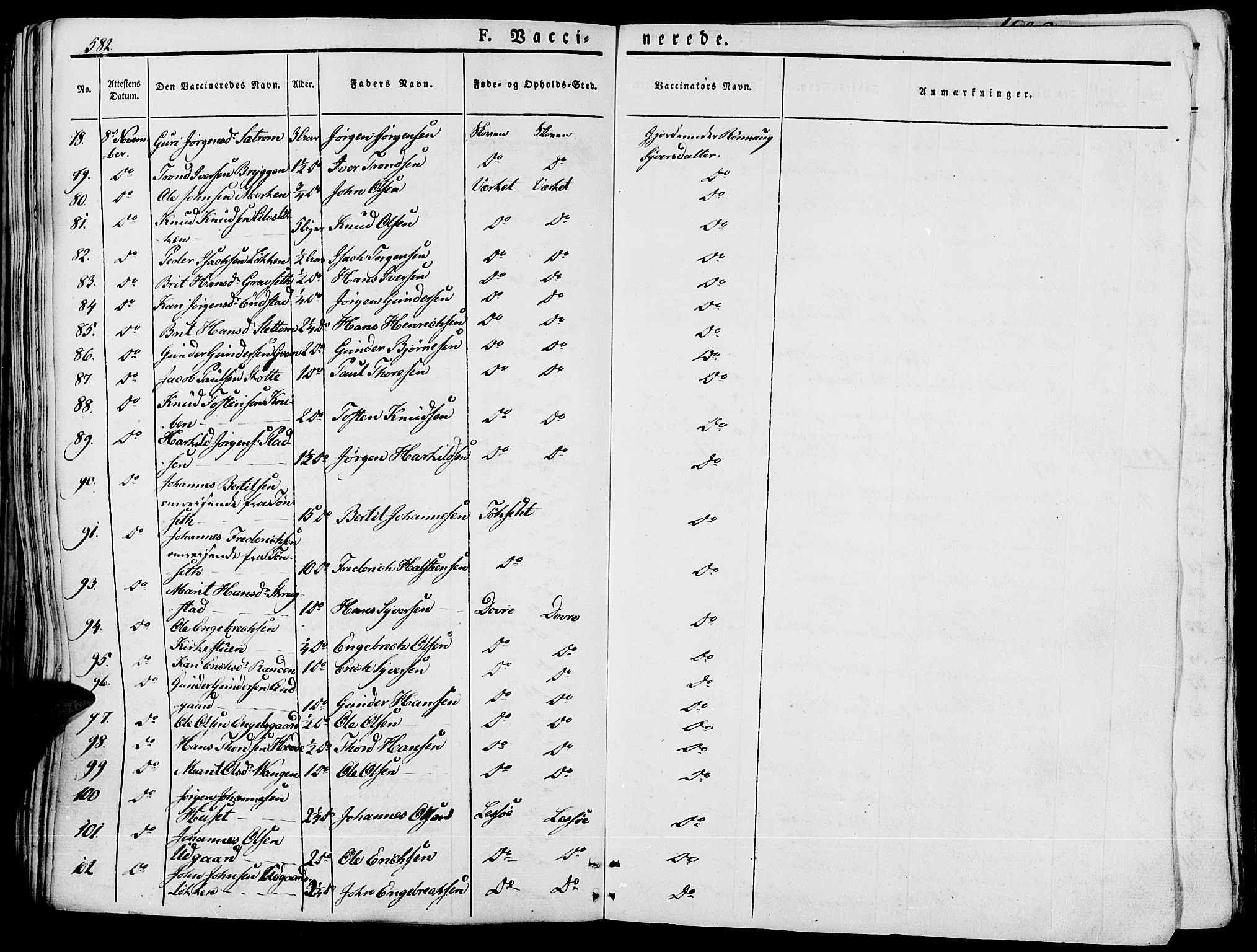 Lesja prestekontor, SAH/PREST-068/H/Ha/Haa/L0005: Parish register (official) no. 5, 1830-1842, p. 582