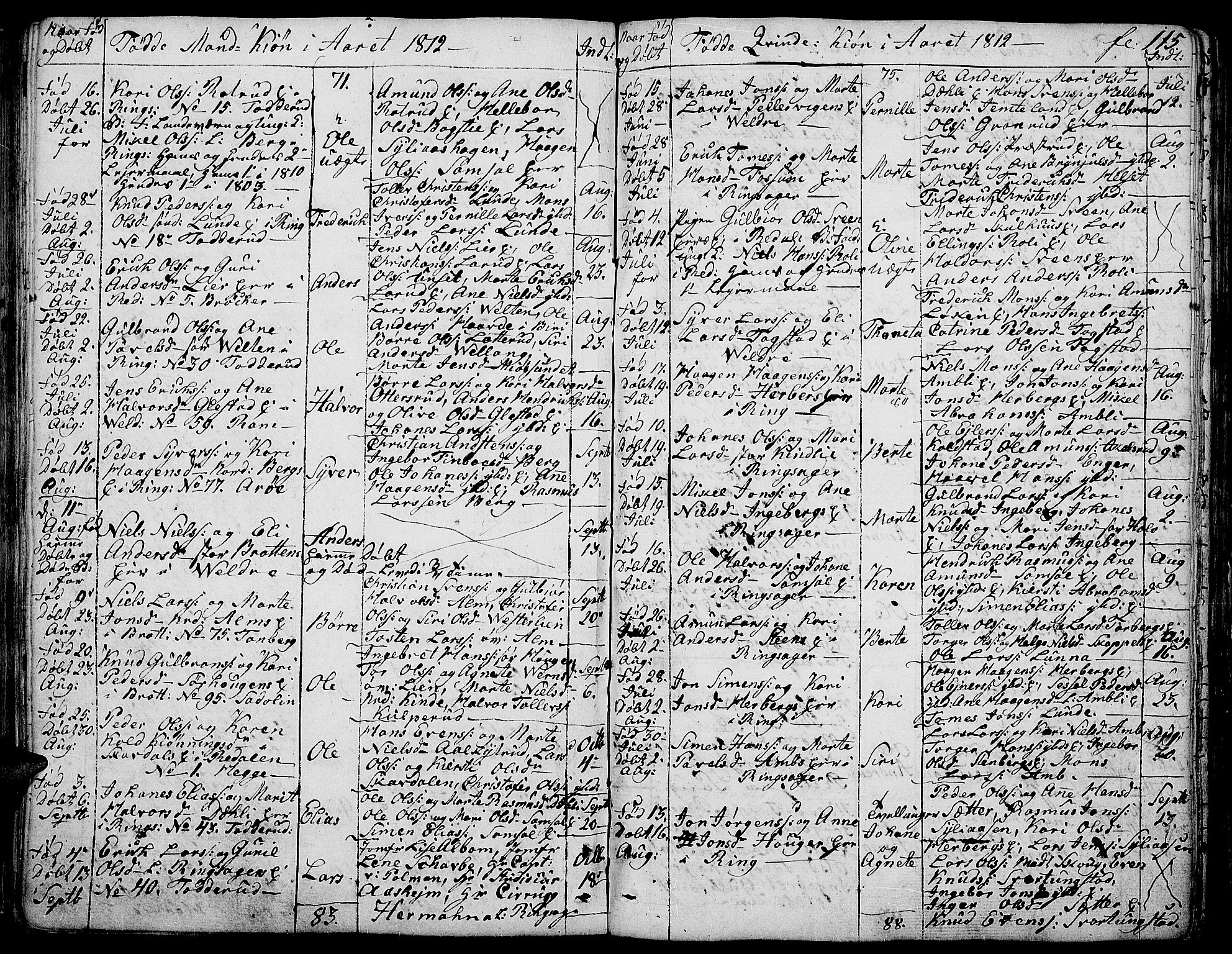 Ringsaker prestekontor, AV/SAH-PREST-014/K/Ka/L0004: Parish register (official) no. 4, 1799-1814, p. 115