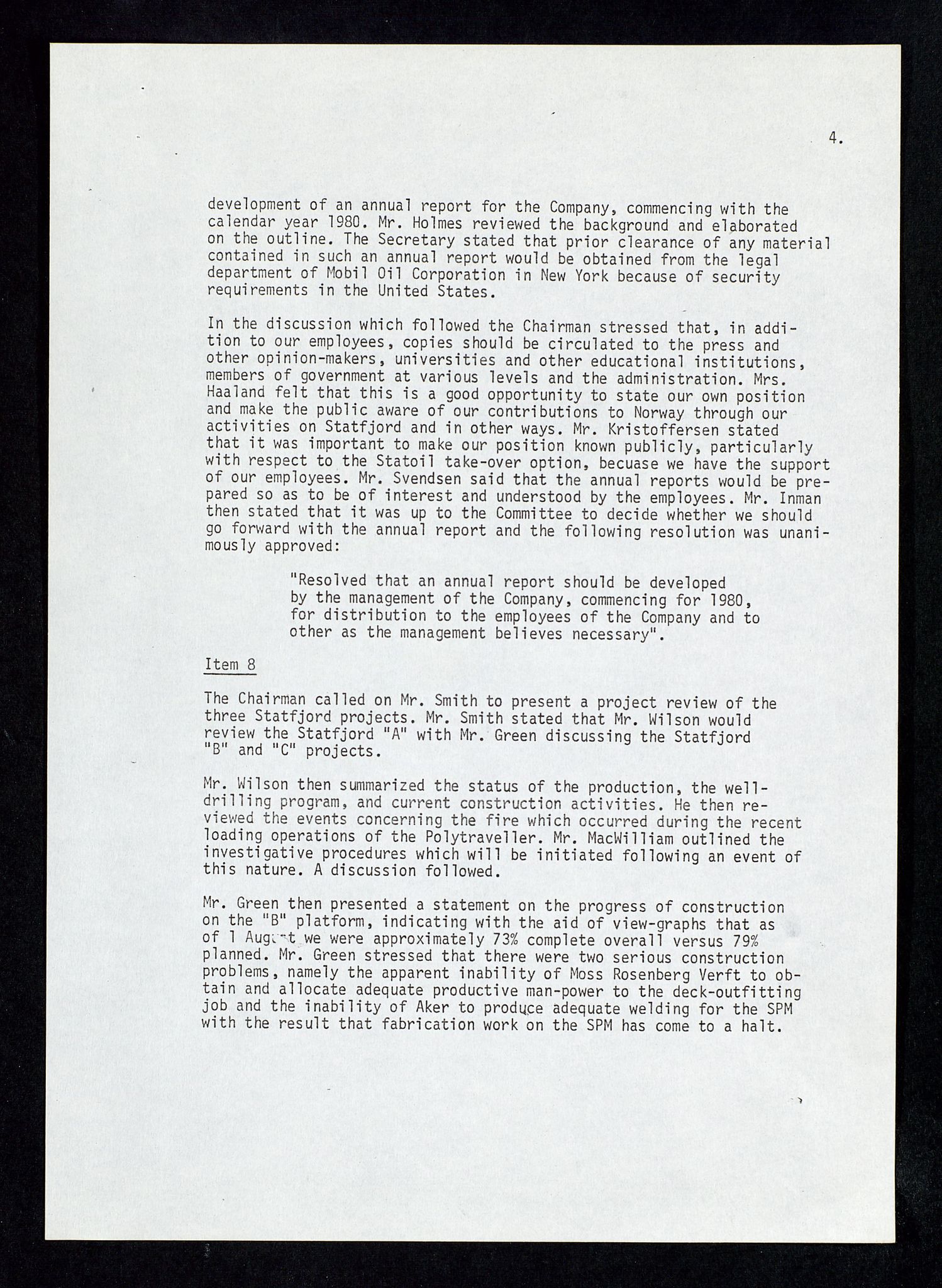 Pa 1578 - Mobil Exploration Norway Incorporated, AV/SAST-A-102024/4/D/Da/L0168: Sak og korrespondanse og styremøter, 1973-1986, p. 29