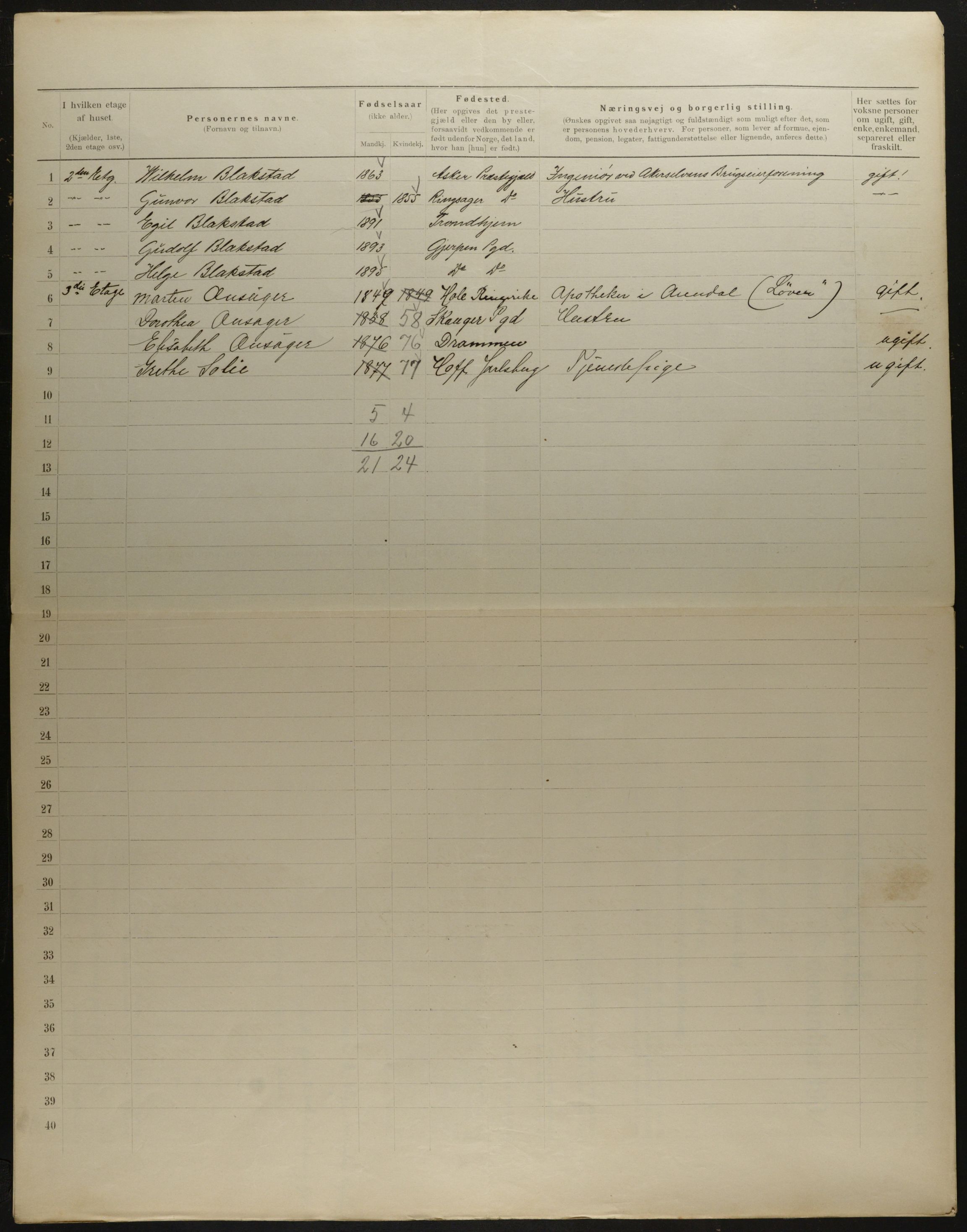 OBA, Municipal Census 1901 for Kristiania, 1901, p. 10453