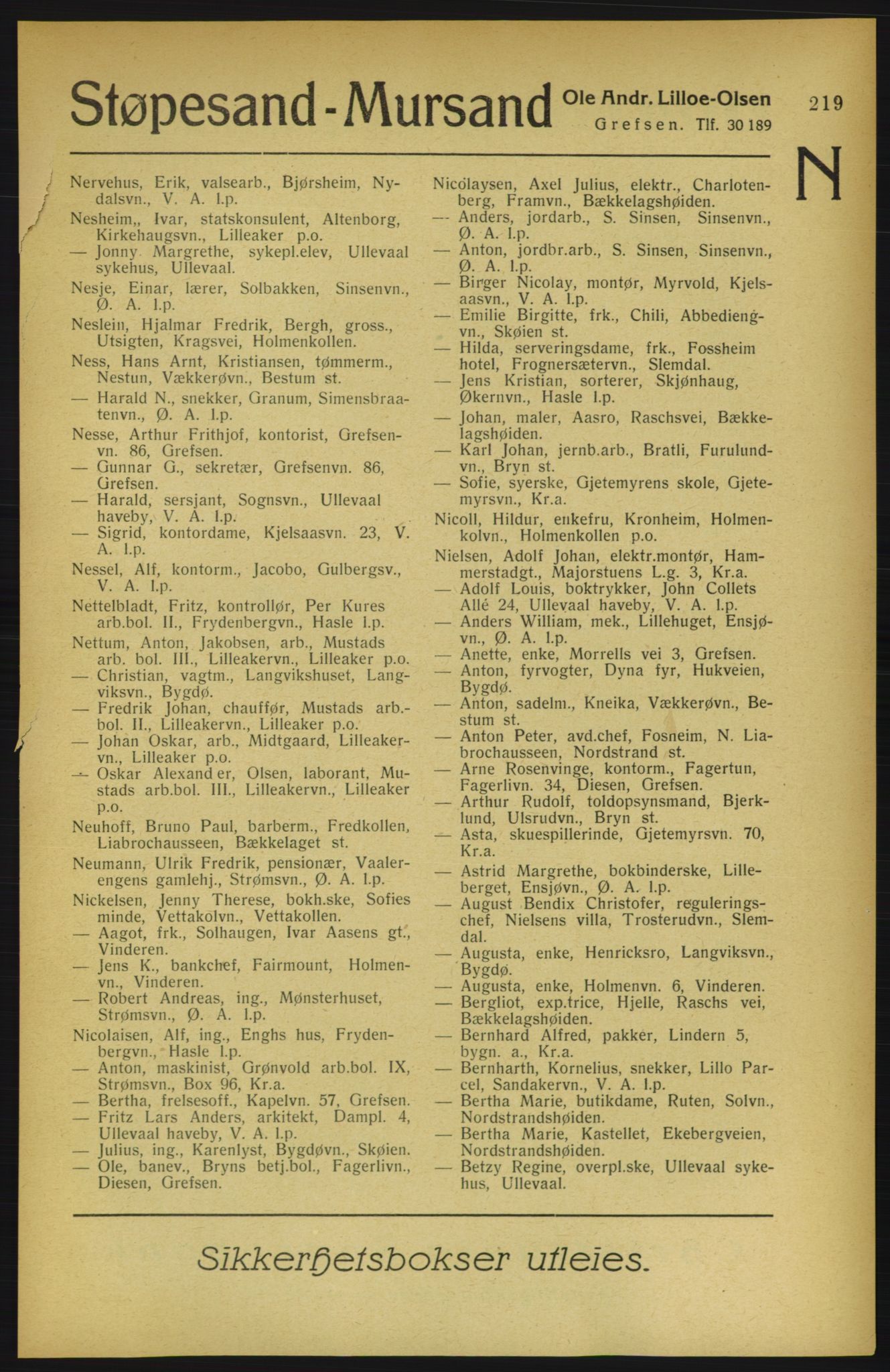 Aker adressebok/adressekalender, PUBL/001/A/002: Akers adressekalender, 1922, p. 219