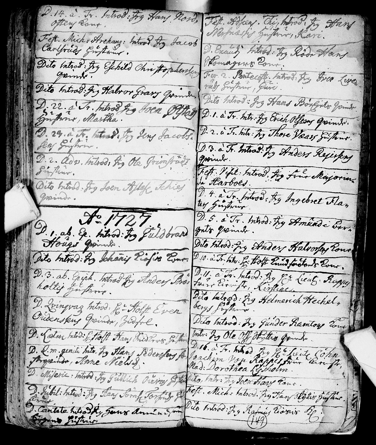 Røyken kirkebøker, AV/SAKO-A-241/F/Fa/L0001: Parish register (official) no. 1, 1701-1730, p. 149