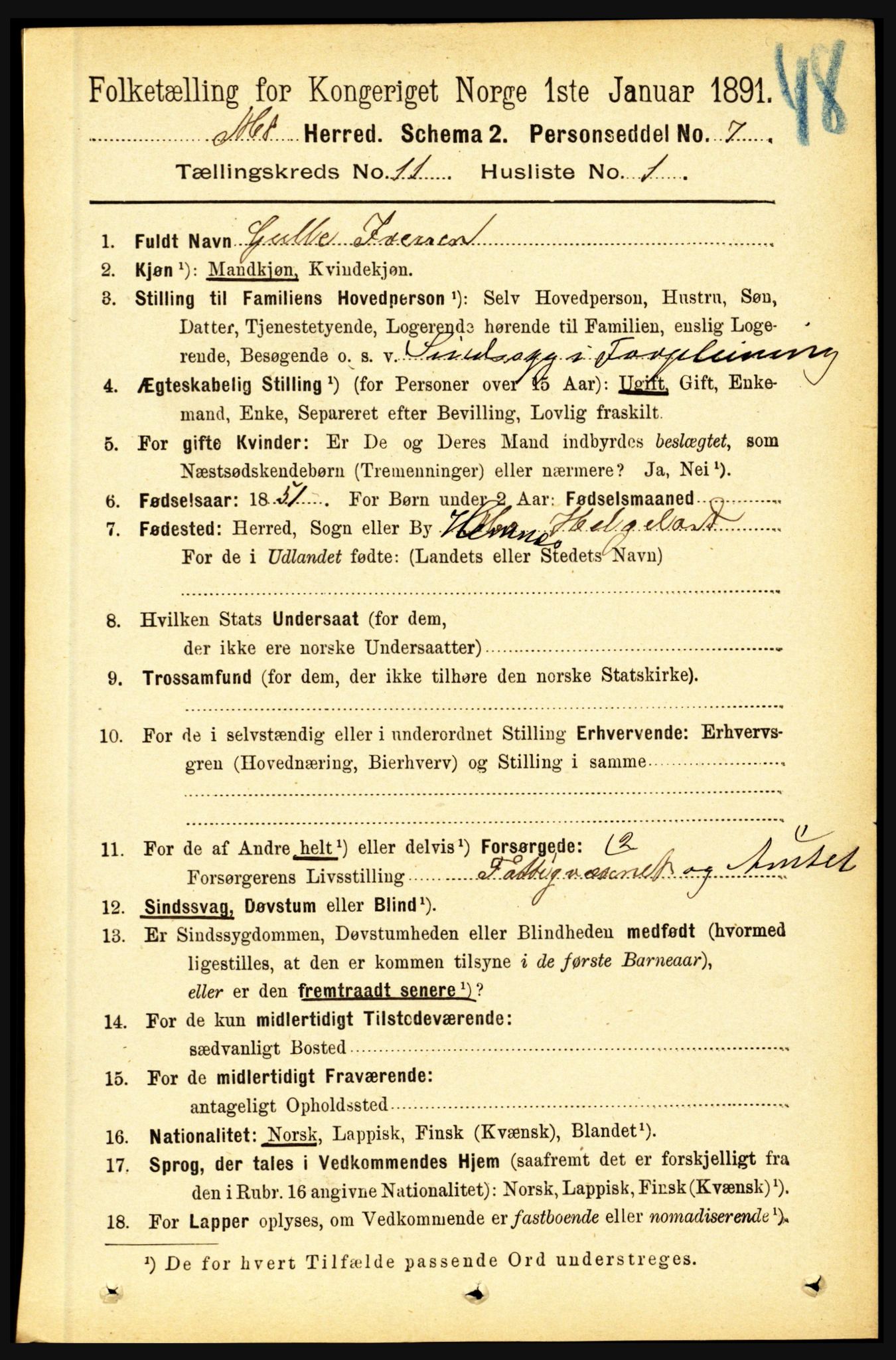 RA, 1891 census for 1833 Mo, 1891, p. 4422