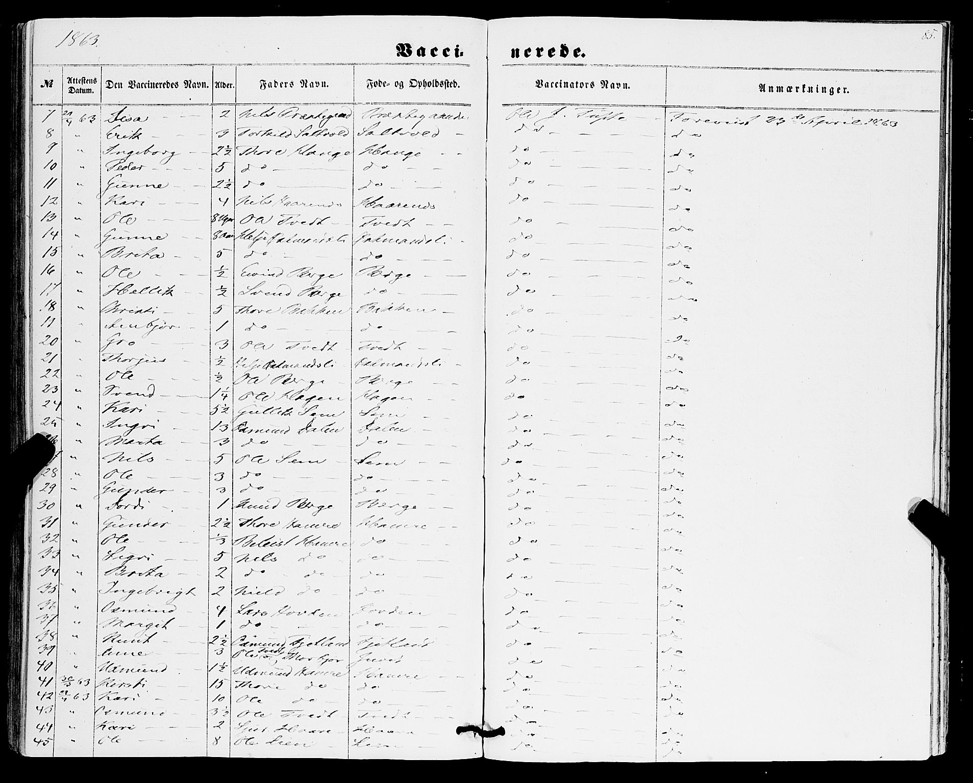 Røldal sokneprestembete, SAB/A-100247: Parish register (official) no. A 3, 1856-1870, p. 85
