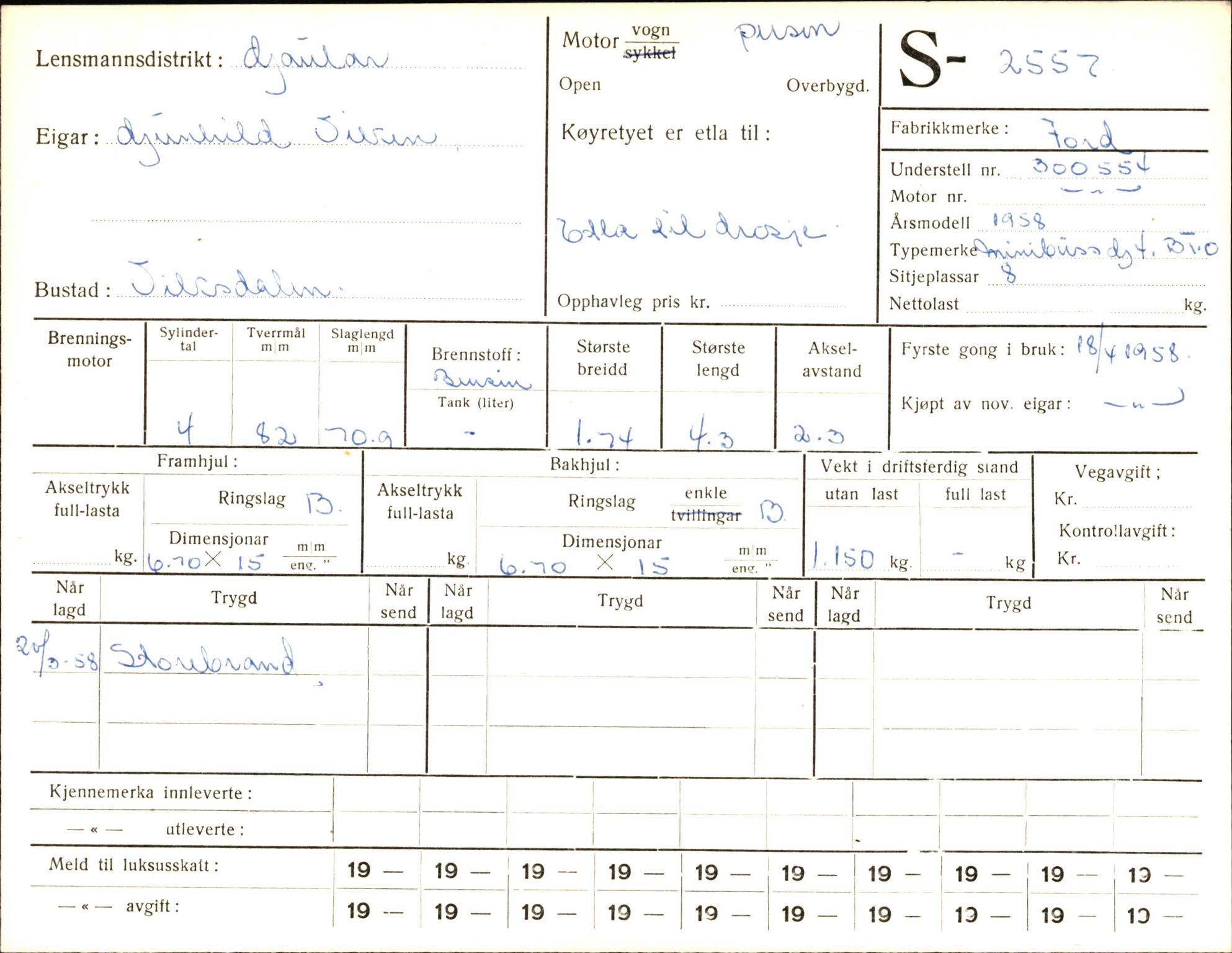 Statens vegvesen, Sogn og Fjordane vegkontor, AV/SAB-A-5301/4/F/L0004: Registerkort utmeldte Fjordane S2500-2700, S7200-7899, 1930-1961, p. 83