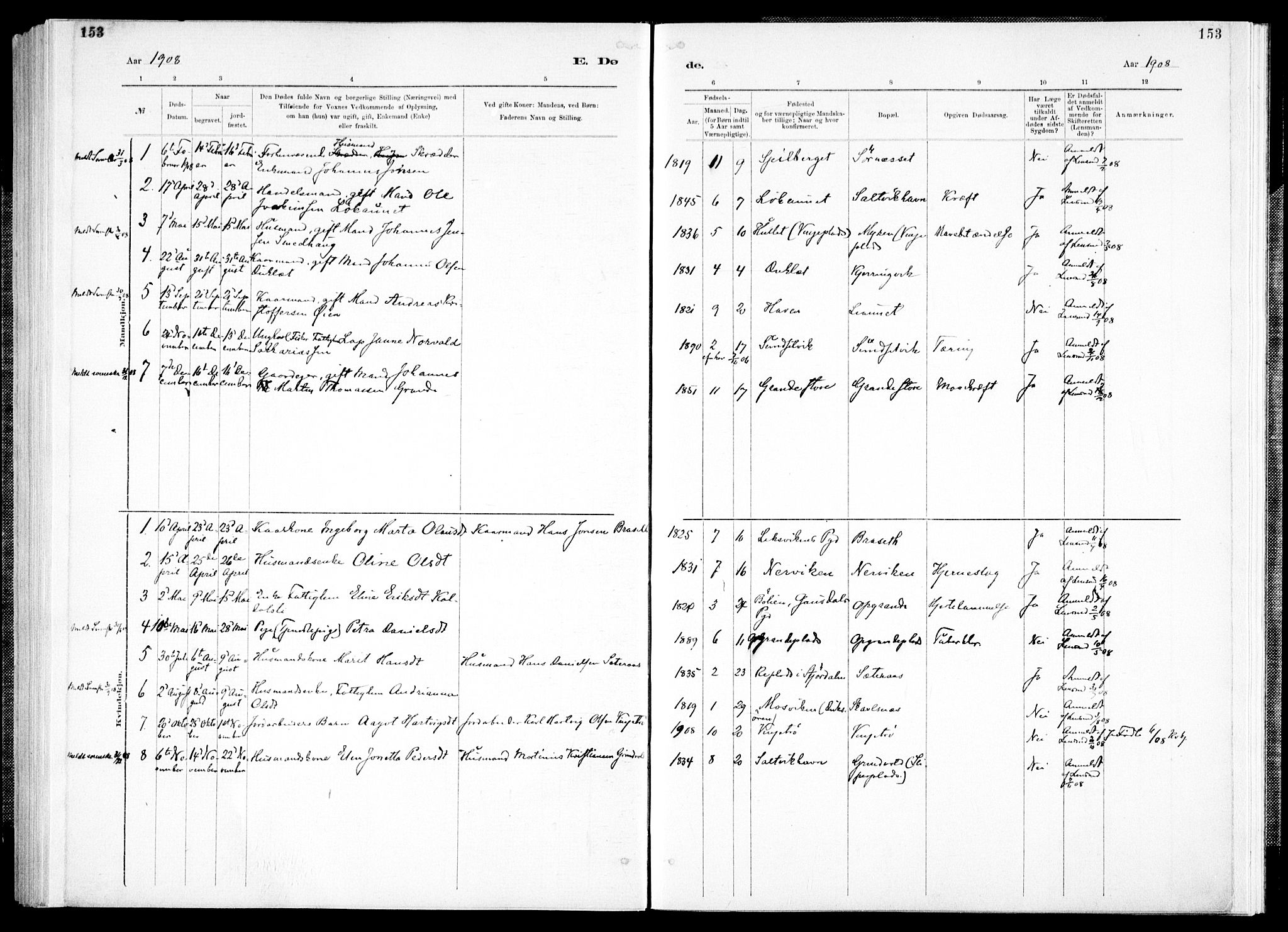 Ministerialprotokoller, klokkerbøker og fødselsregistre - Nord-Trøndelag, AV/SAT-A-1458/733/L0325: Parish register (official) no. 733A04, 1884-1908, p. 153