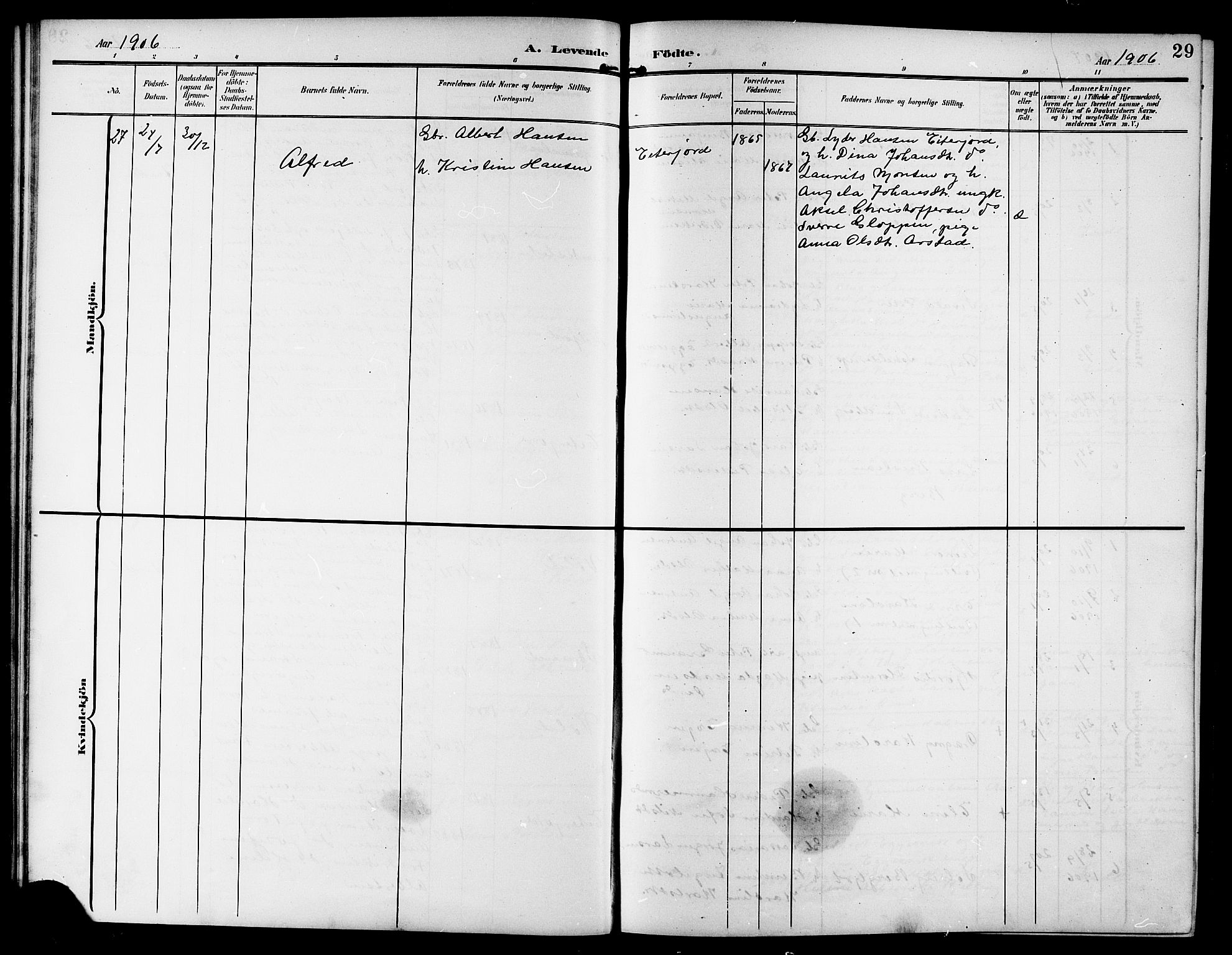 Ministerialprotokoller, klokkerbøker og fødselsregistre - Nordland, AV/SAT-A-1459/846/L0655: Parish register (copy) no. 846C05, 1902-1916, p. 29