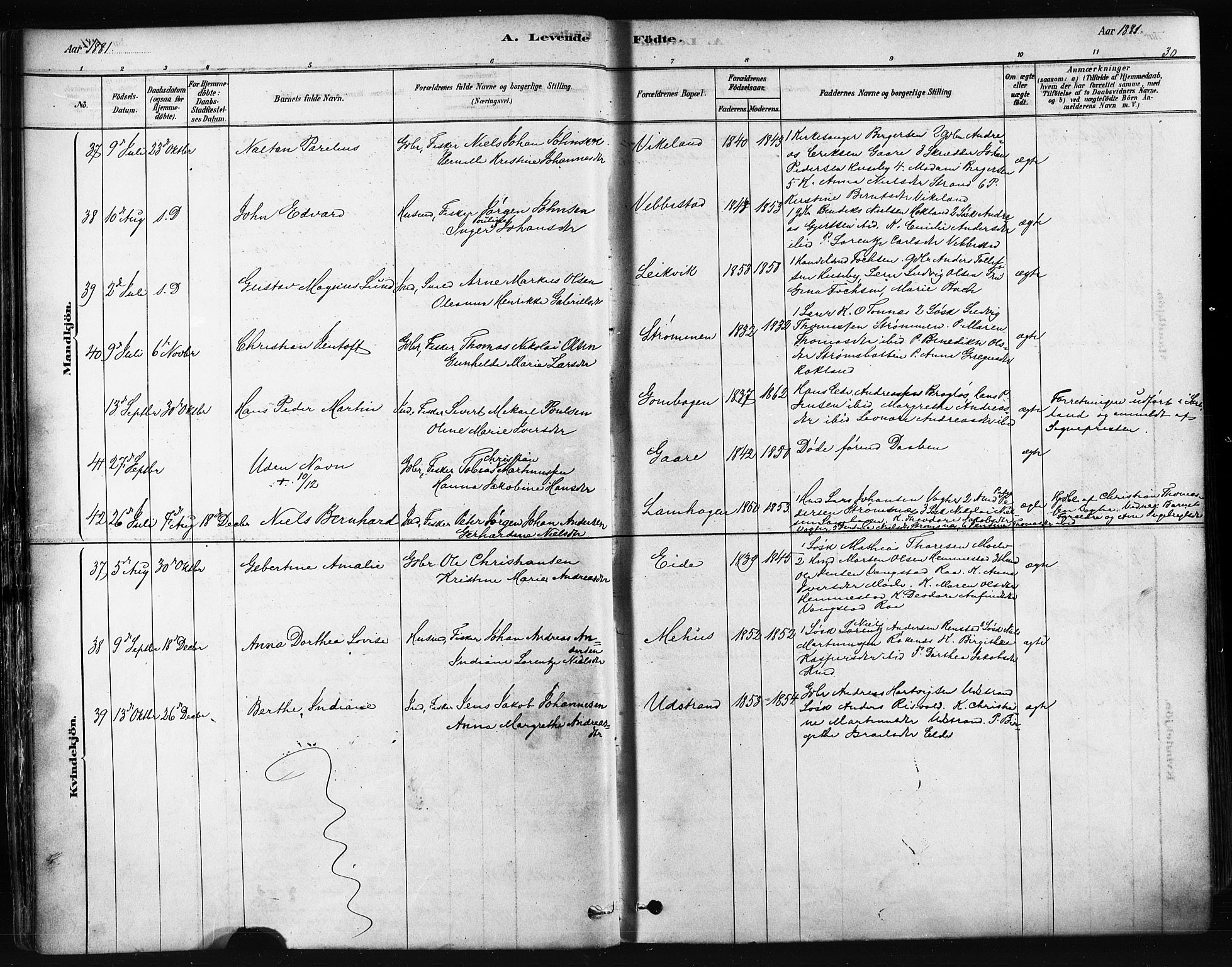 Kvæfjord sokneprestkontor, SATØ/S-1323/G/Ga/Gaa/L0005kirke: Parish register (official) no. 5, 1878-1894, p. 30